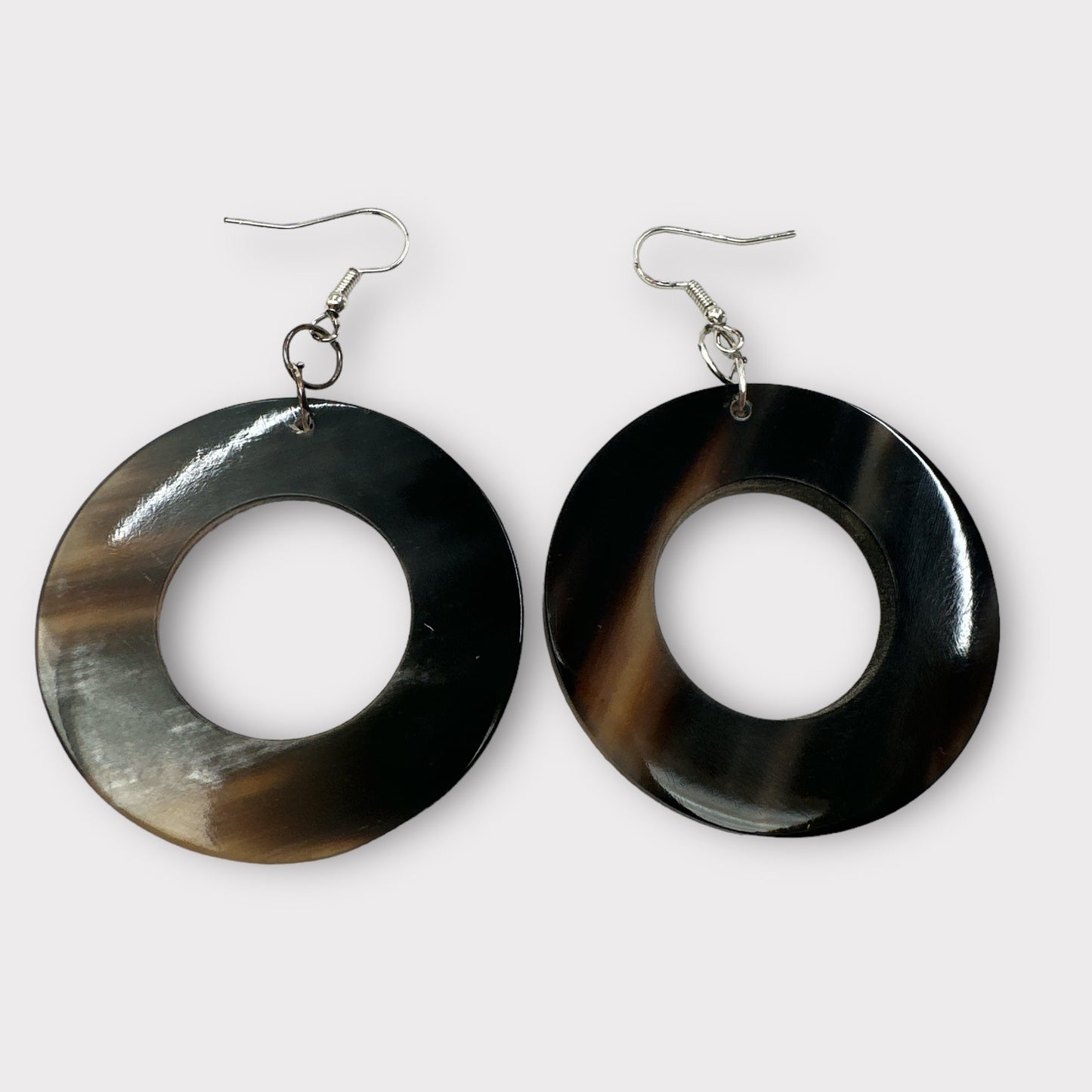 Natural Buffalo Horn Round Ethnic Dangle Earrings - Fatisha Boutique