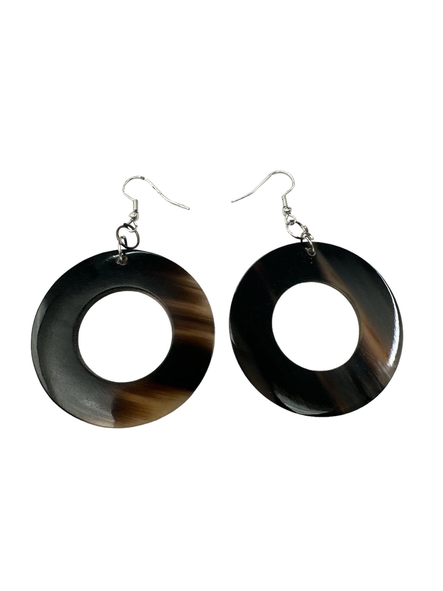 Natural Buffalo Horn Round Ethnic Dangle Earrings - Fatisha Boutique