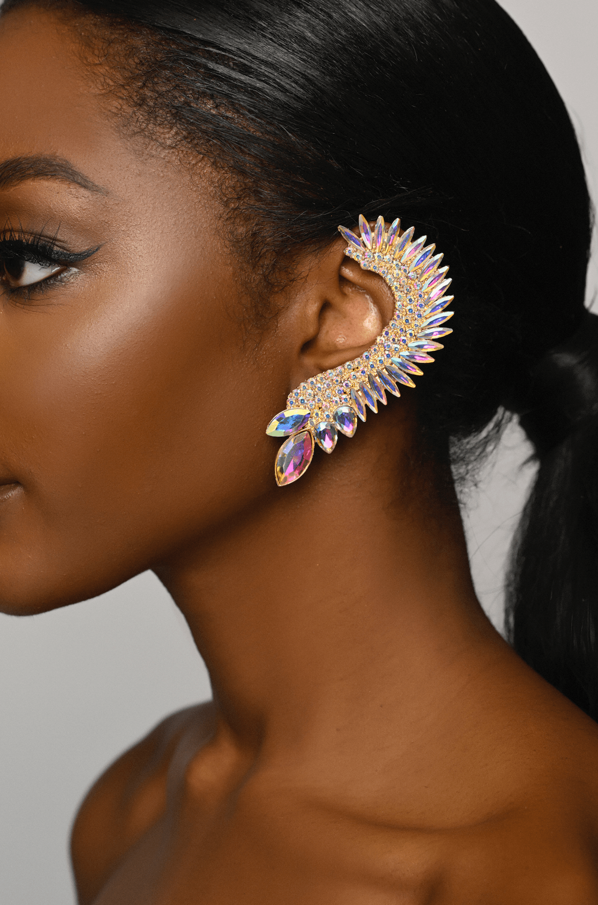 One Left Ear Glamorous Crystal Diamante Rhinestone Wrapped Earring - Fatisha Boutique