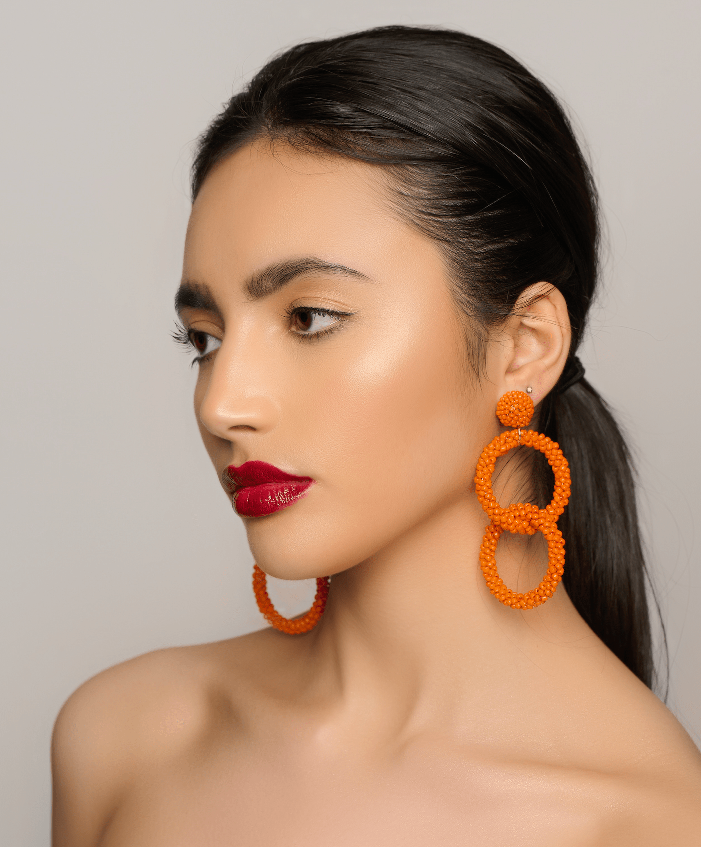Orange Bohemian Beaded Dangle Earrings - Fatisha Boutique
