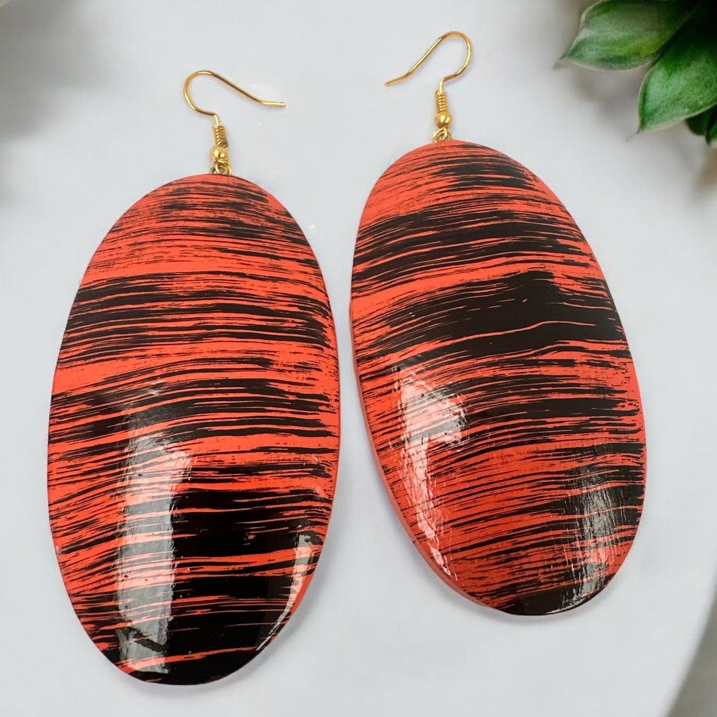 Oval Wooden Dangle Ethnic Earrings - Fatisha Boutique