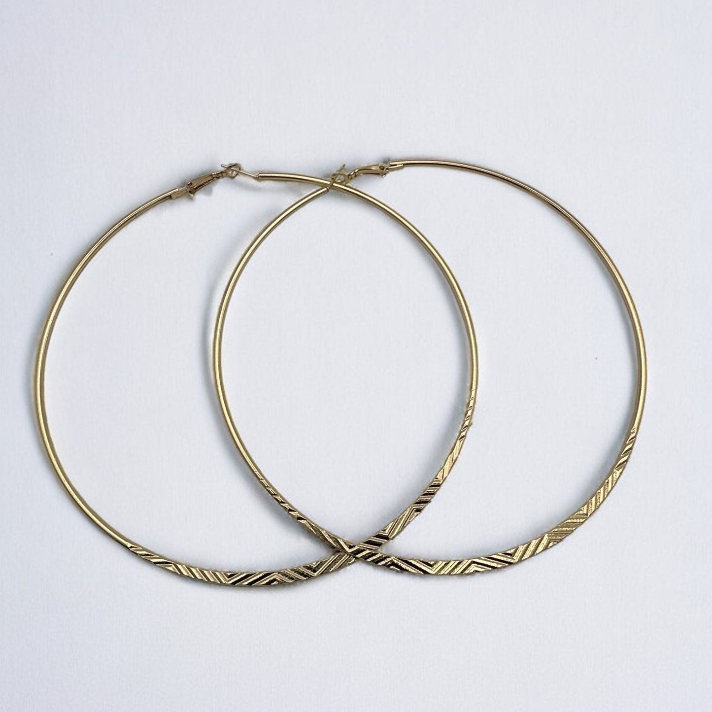 Oversized 12CM Engraved Big Statement Hoop Earrings - Fatisha Boutique
