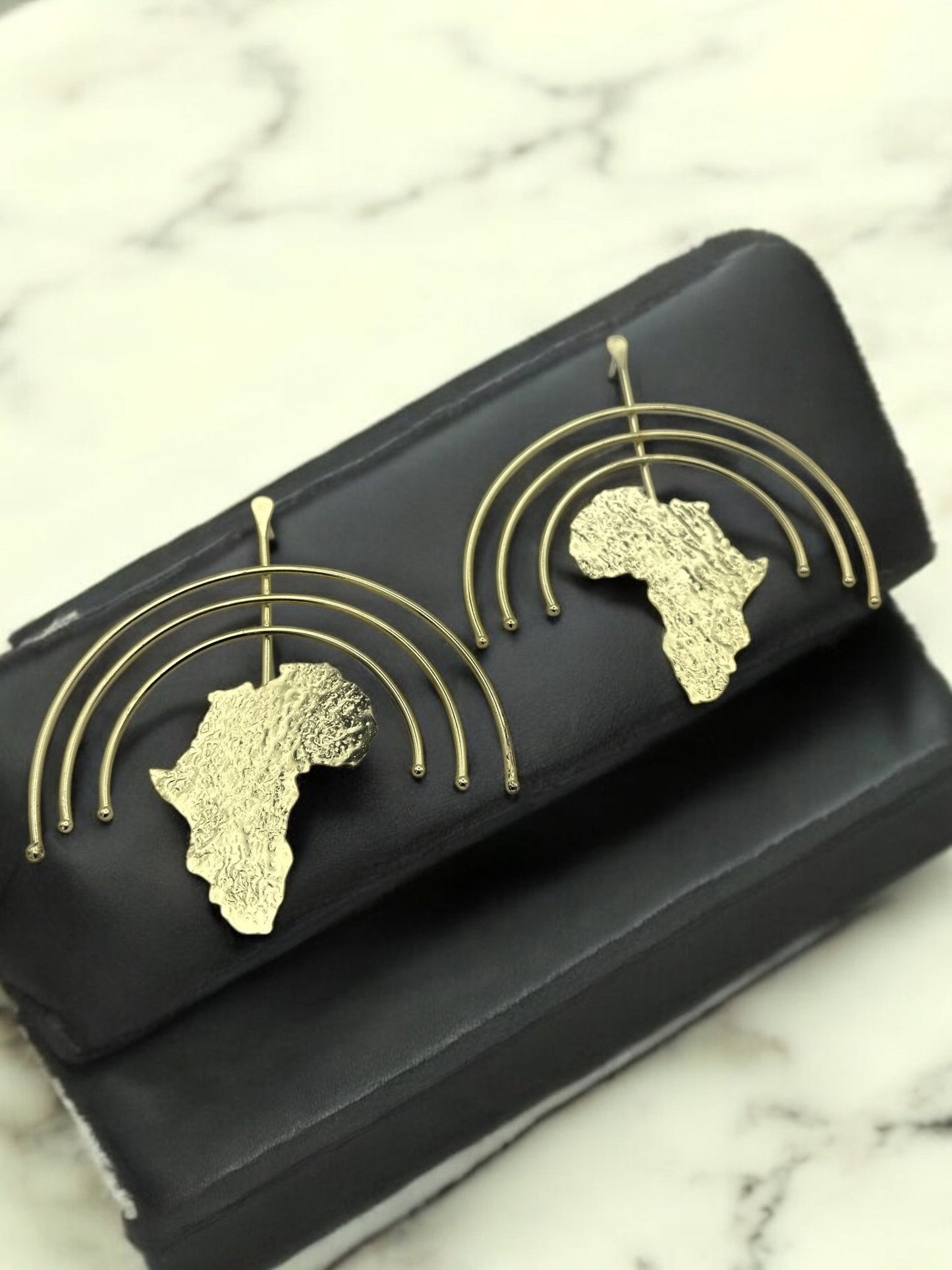 Oversized Africa Map Statement Brass Earrings - Bold Afrocentric Jewellery - Fatisha Boutique