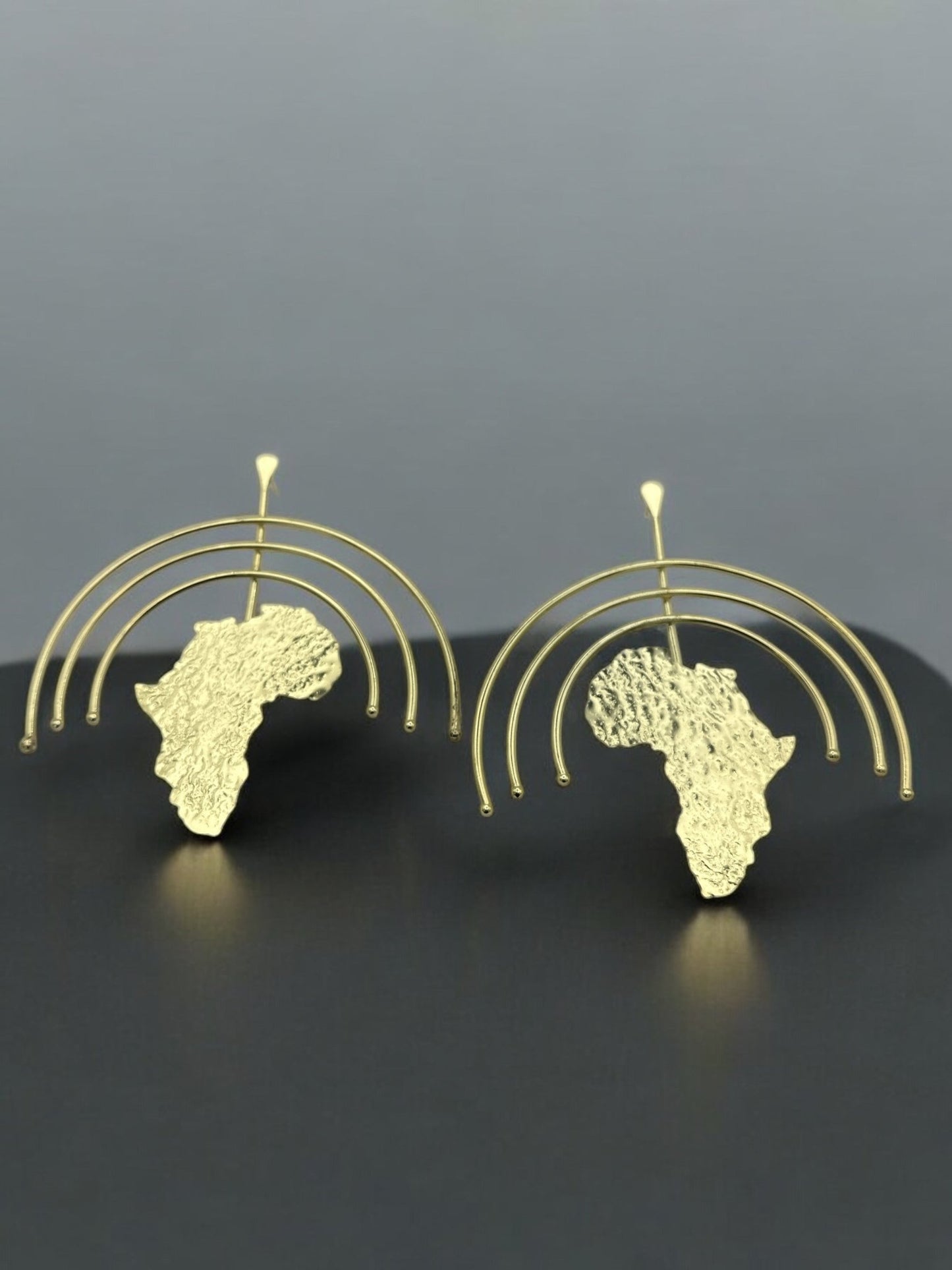 Oversized Africa Map Statement Brass Earrings - Bold Afrocentric Jewellery - Fatisha Boutique