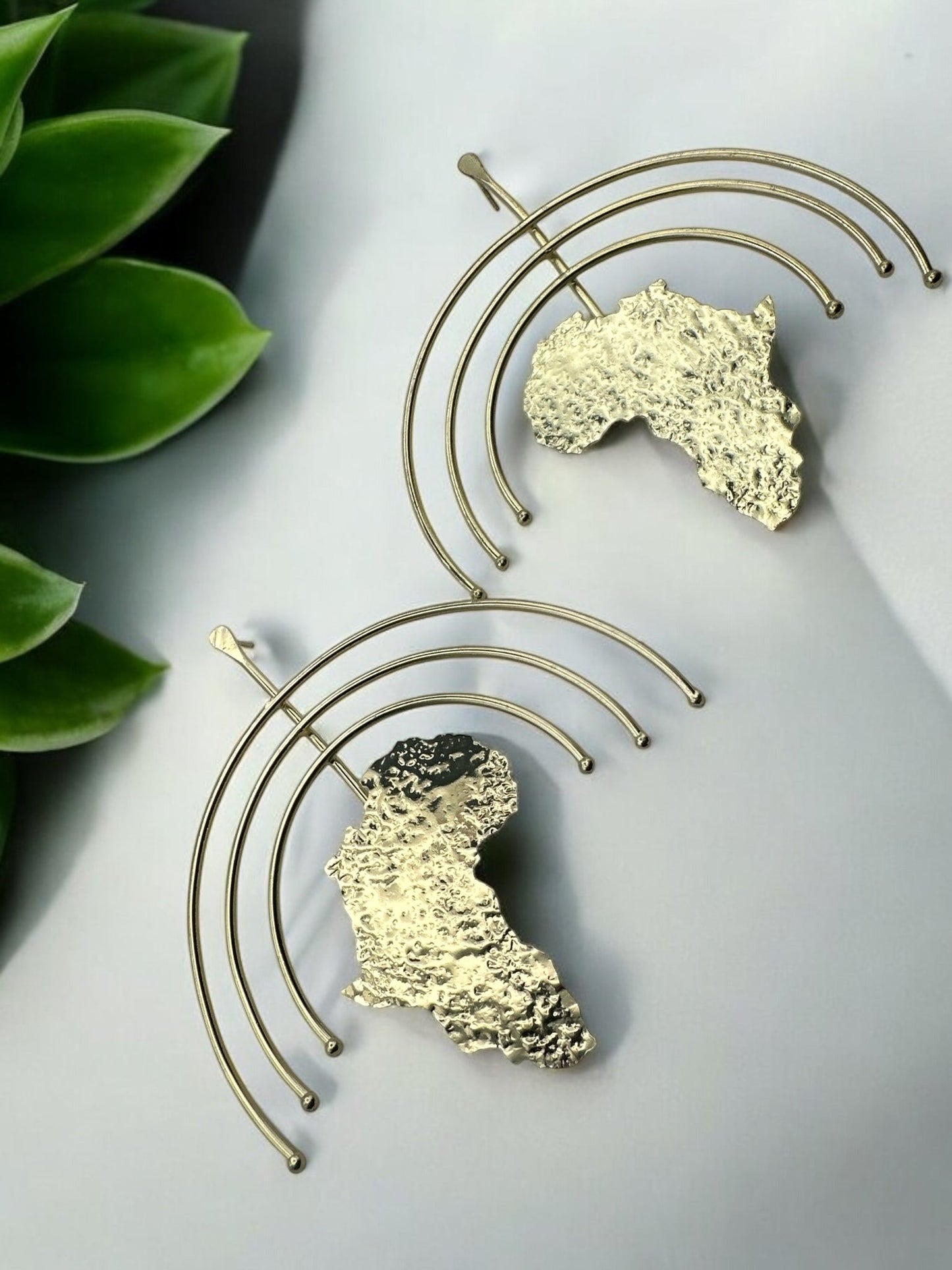 Oversized Africa Map Statement Brass Earrings - Bold Afrocentric Jewellery - Fatisha Boutique
