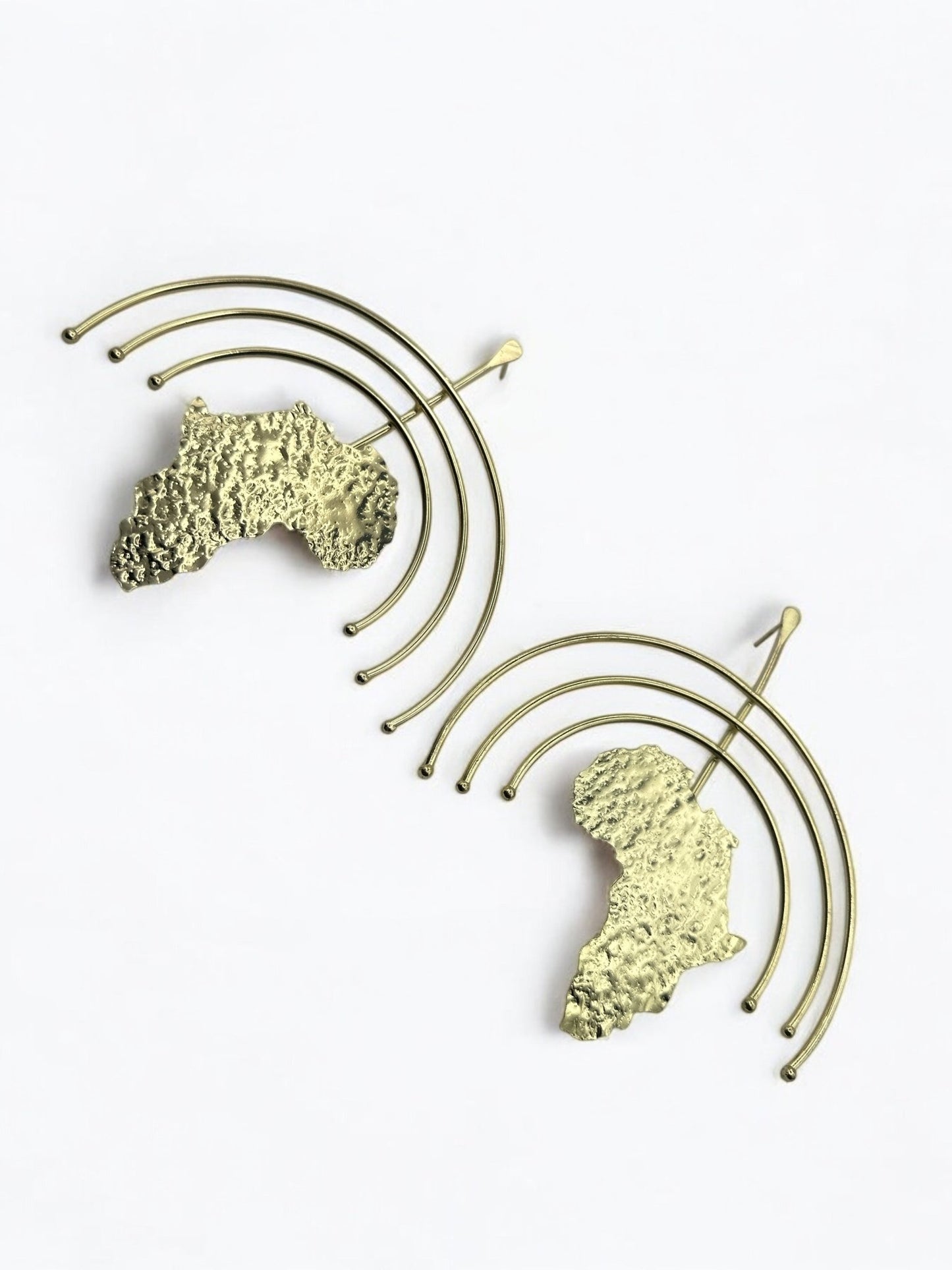 Oversized Africa Map Statement Brass Earrings - Bold Afrocentric Jewellery - Fatisha Boutique