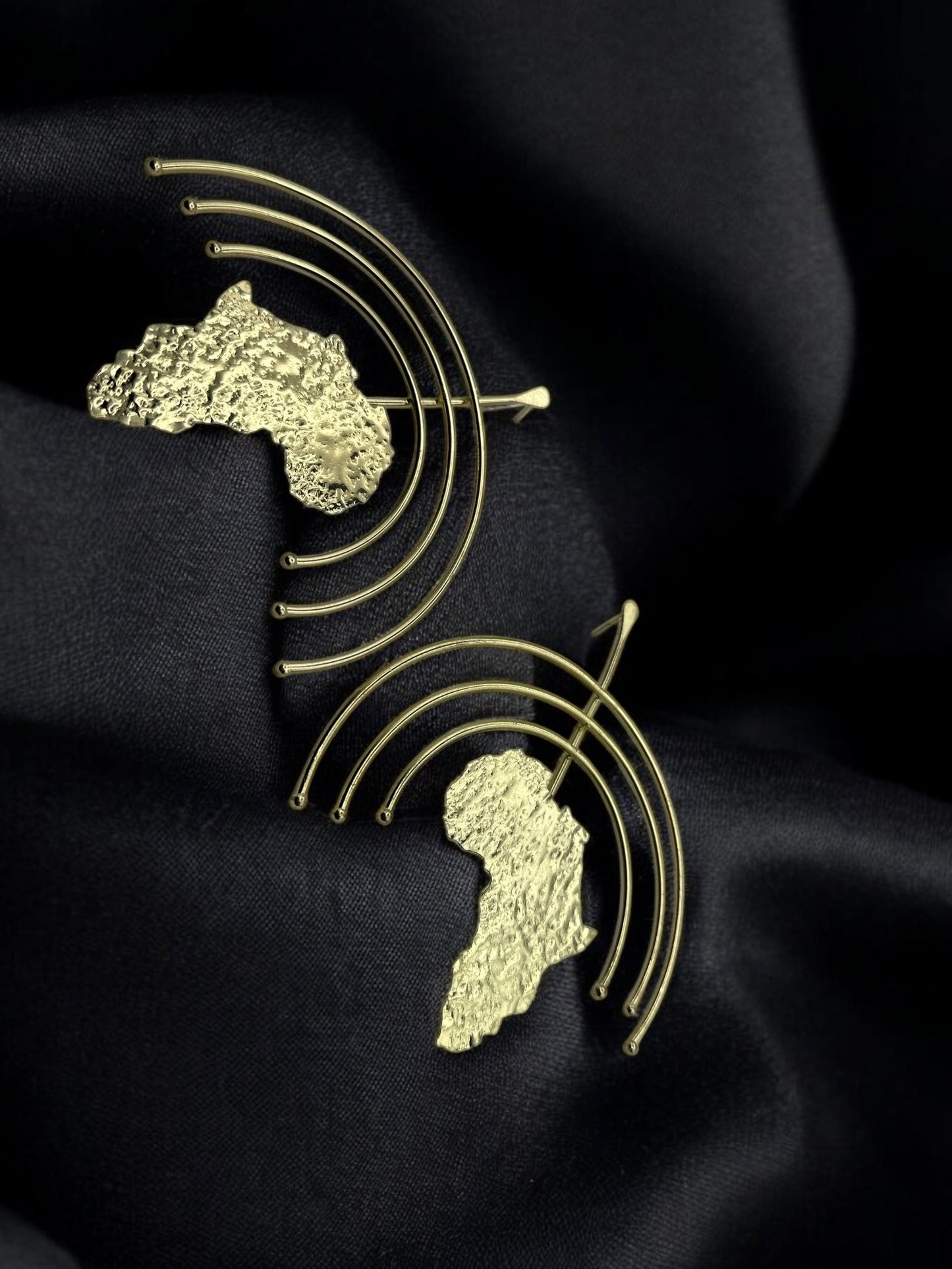 Oversized Africa Map Statement Brass Earrings - Bold Afrocentric Jewellery - Fatisha Boutique