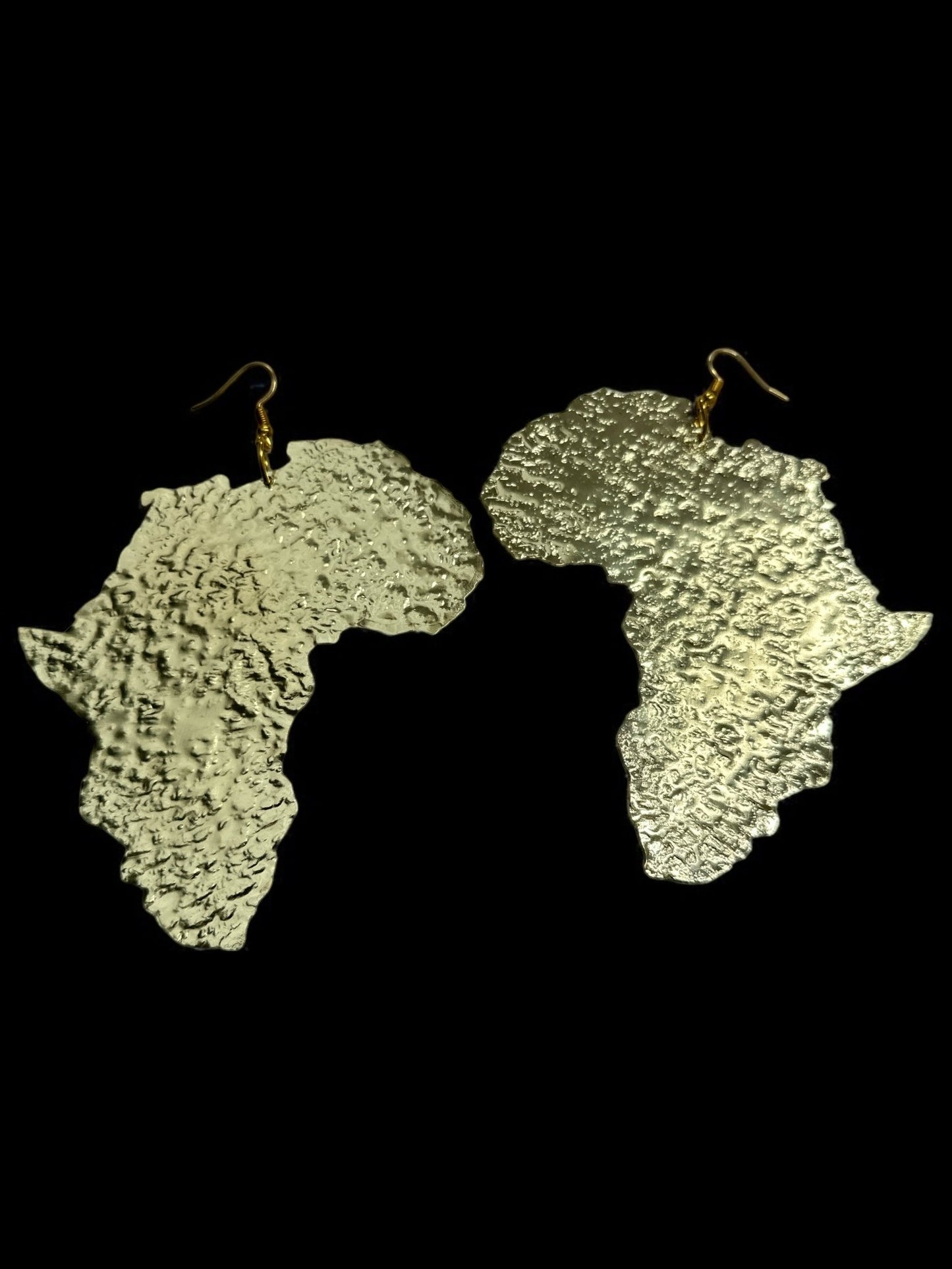 Oversized African Map Brass Dangle Earrings (Gold & Silver) - Fatisha Boutique