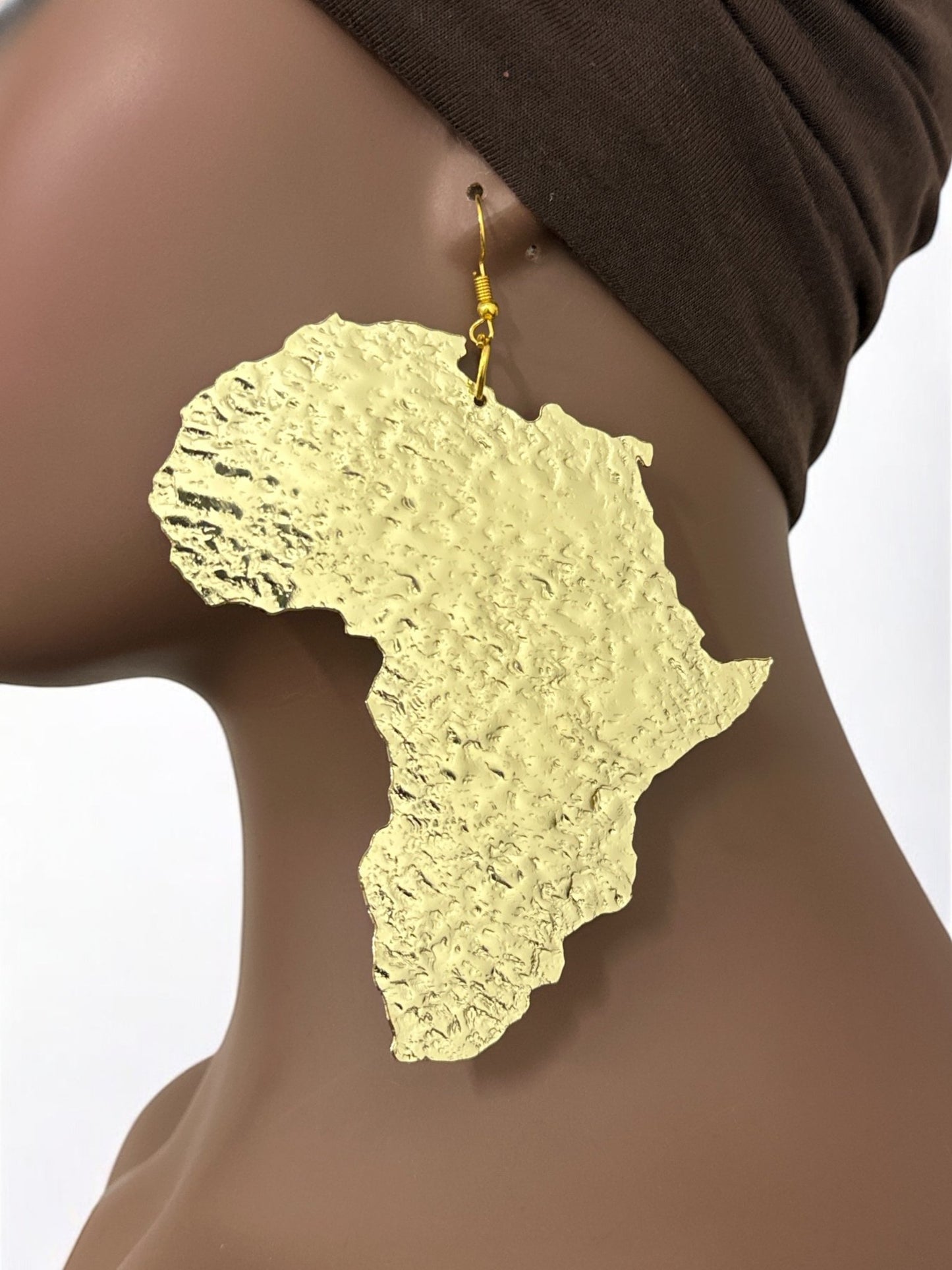 Oversized African Map Brass Dangle Earrings (Gold & Silver) - Fatisha Boutique