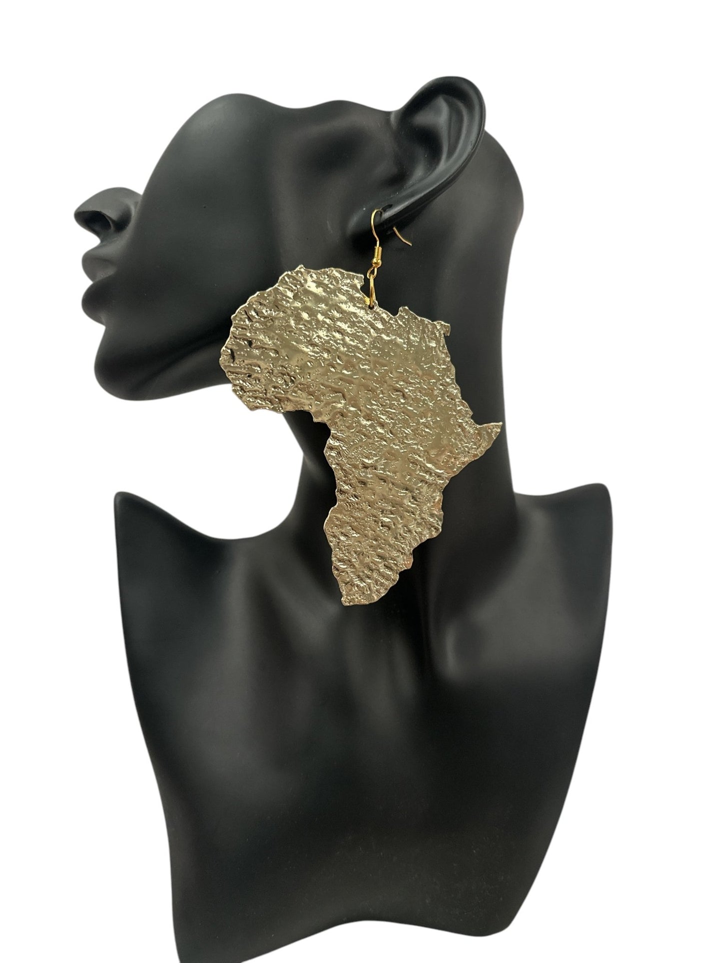 Oversized African Map Brass Dangle Earrings (Gold & Silver) - Fatisha Boutique