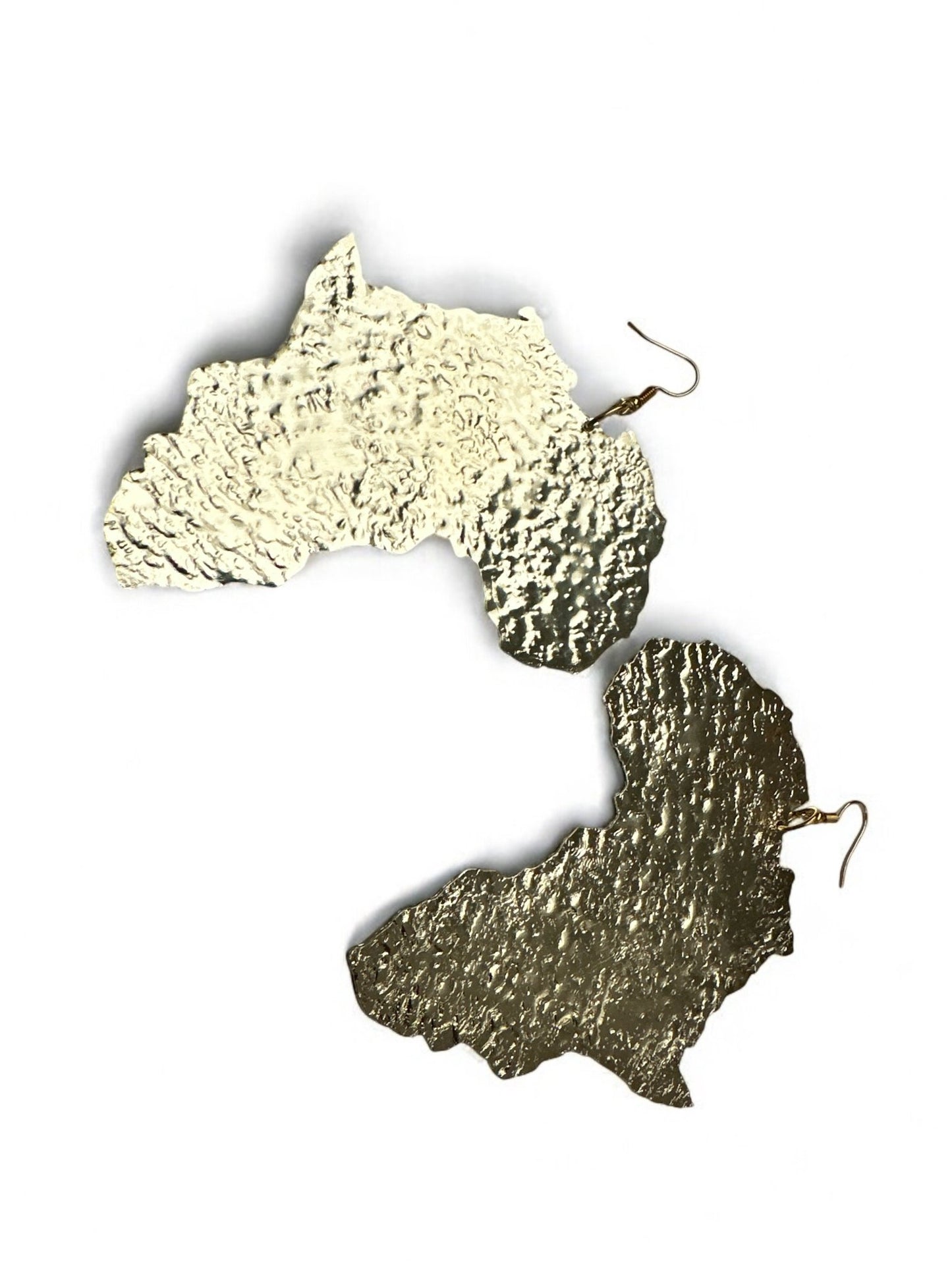 Oversized African Map Brass Dangle Earrings (Gold & Silver) - Fatisha Boutique