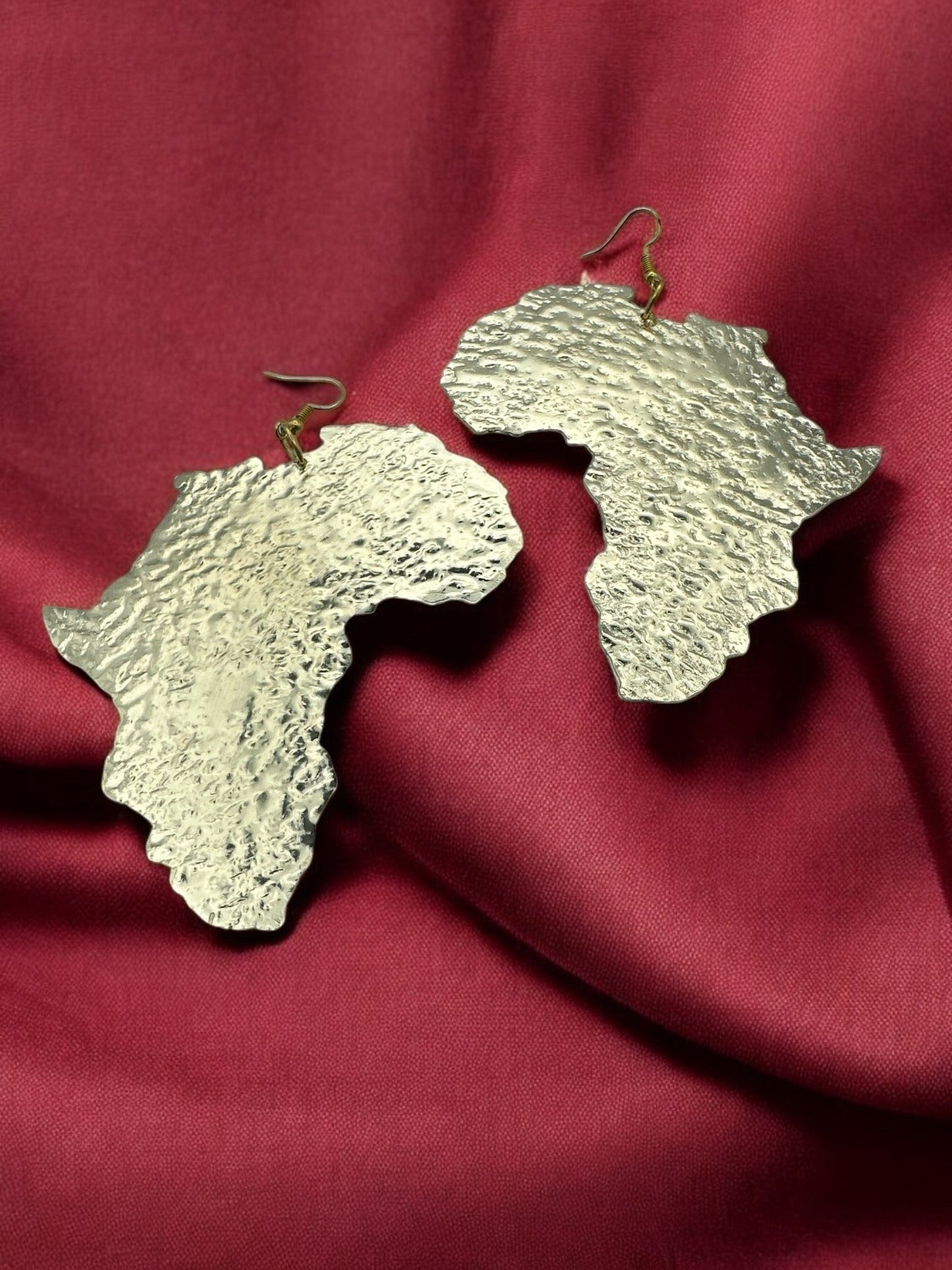 Oversized African Map Brass Dangle Earrings (Gold & Silver) - Fatisha Boutique