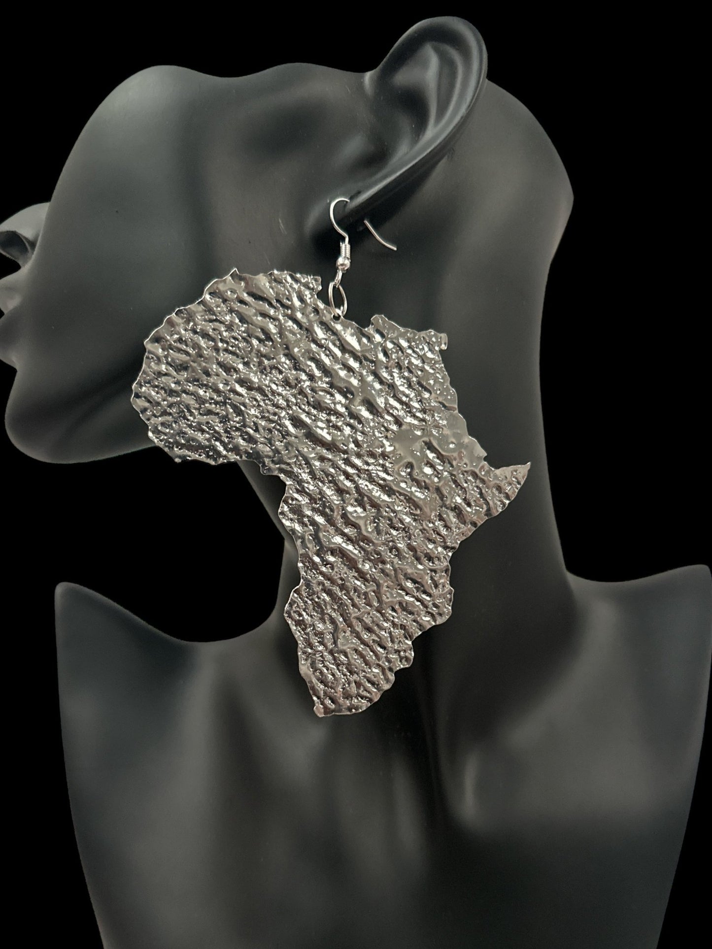 Oversized African Map Brass Dangle Earrings (Gold & Silver) - Fatisha Boutique