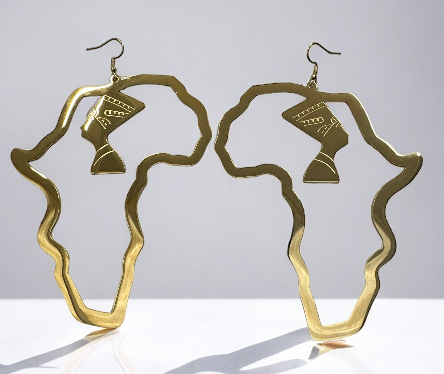 Oversized Gold Africa Map Dangle Earrings | Afrocentric Statement Jewellery - Fatisha Boutique