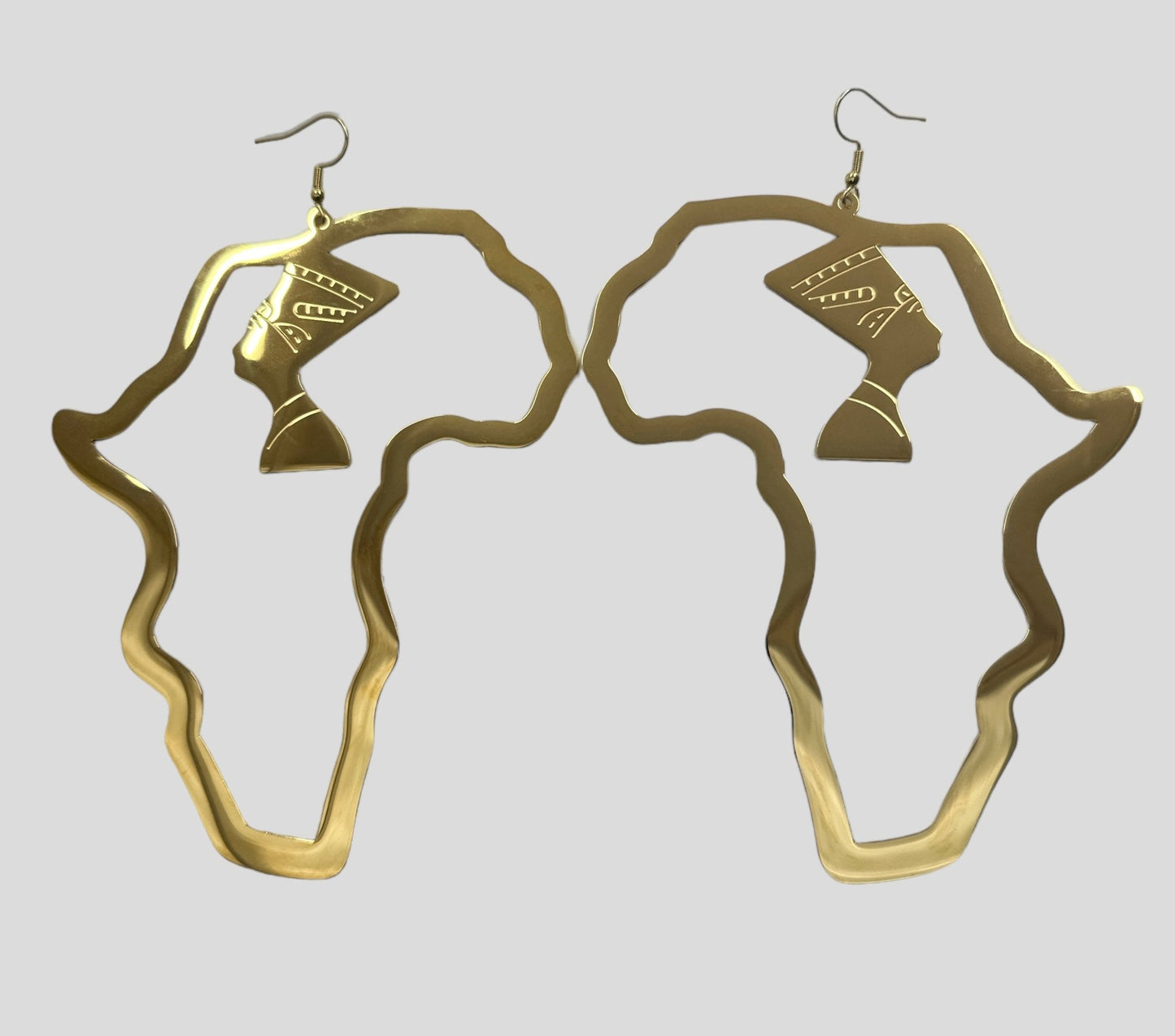Oversized Gold Africa Map Dangle Earrings | Afrocentric Statement Jewellery - Fatisha Boutique