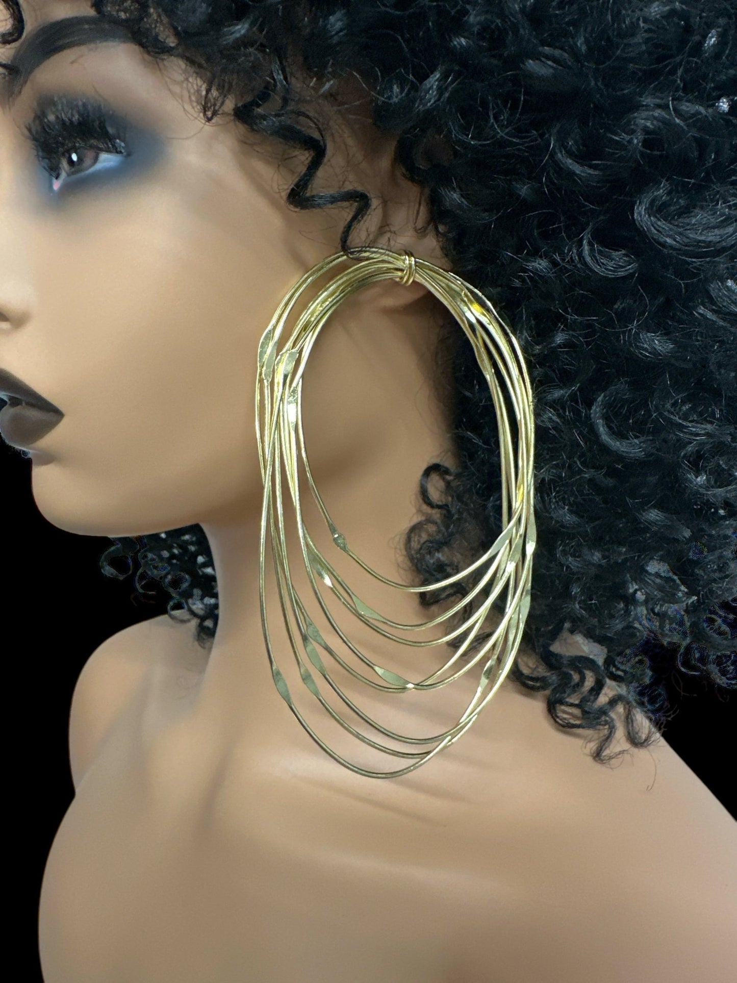 Oversized Layered Brass Hoop Earrings - Bold Statement Afrocentric Jewellery - Fatisha Boutique