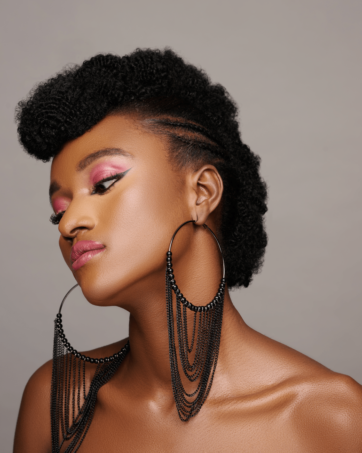 Oversized Long Chain Beaded Statement Hoop Earrings - Fatisha Boutique