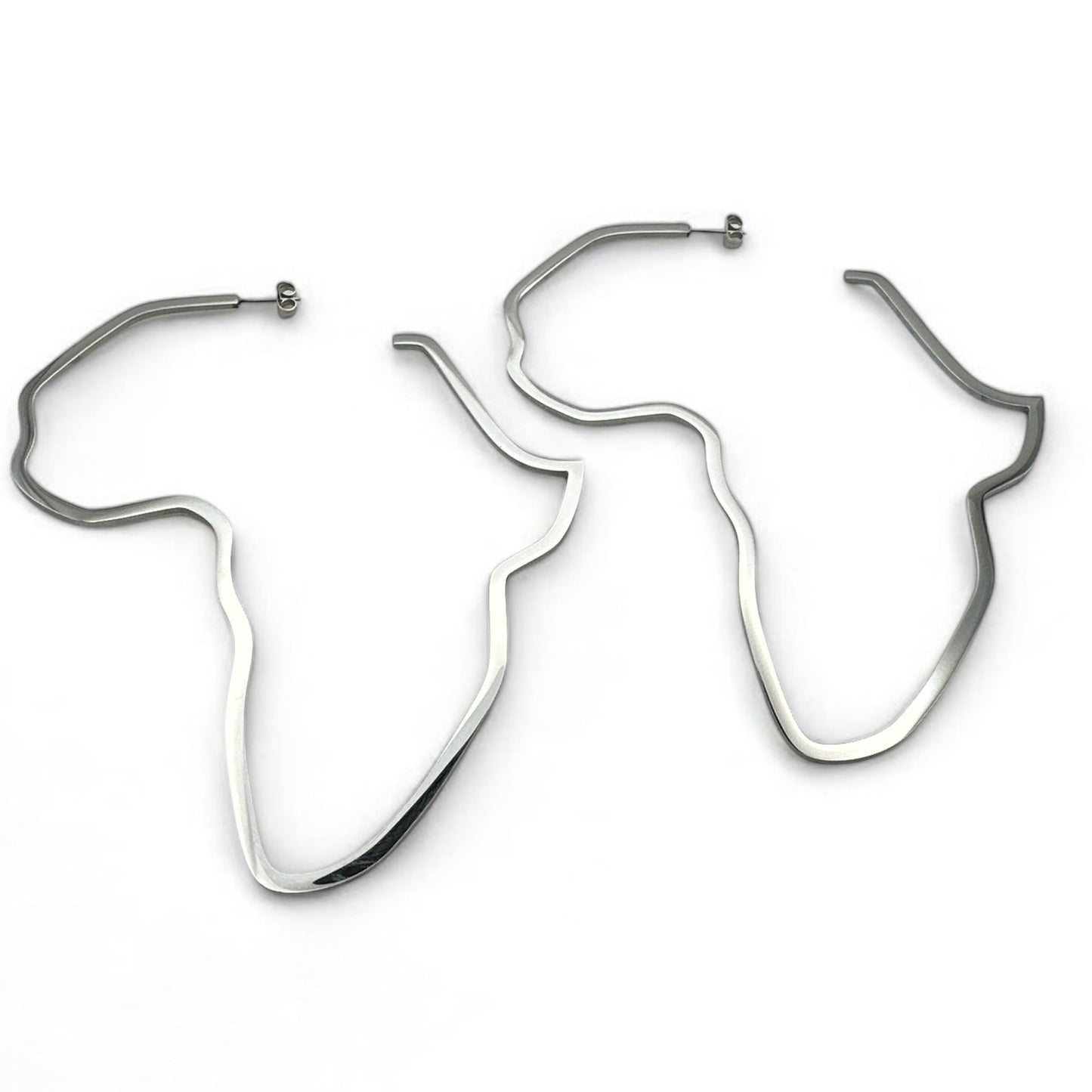 Oversized Outline Africa Map Hoop Earrings – Gold or Silver Statement Jewellery for Women - Fatisha Boutique