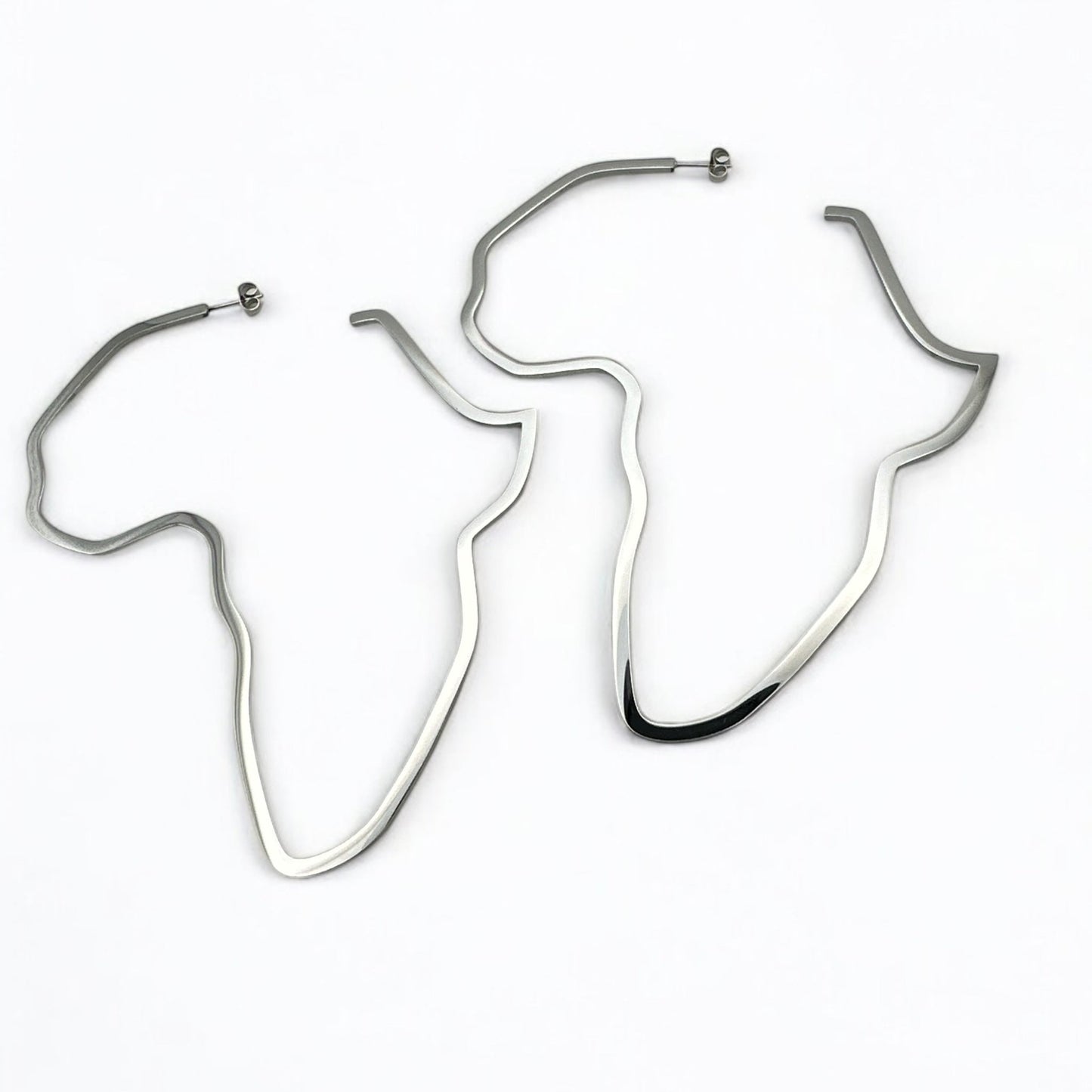 Oversized Outline Africa Map Hoop Earrings – Gold or Silver Statement Jewellery for Women - Fatisha Boutique