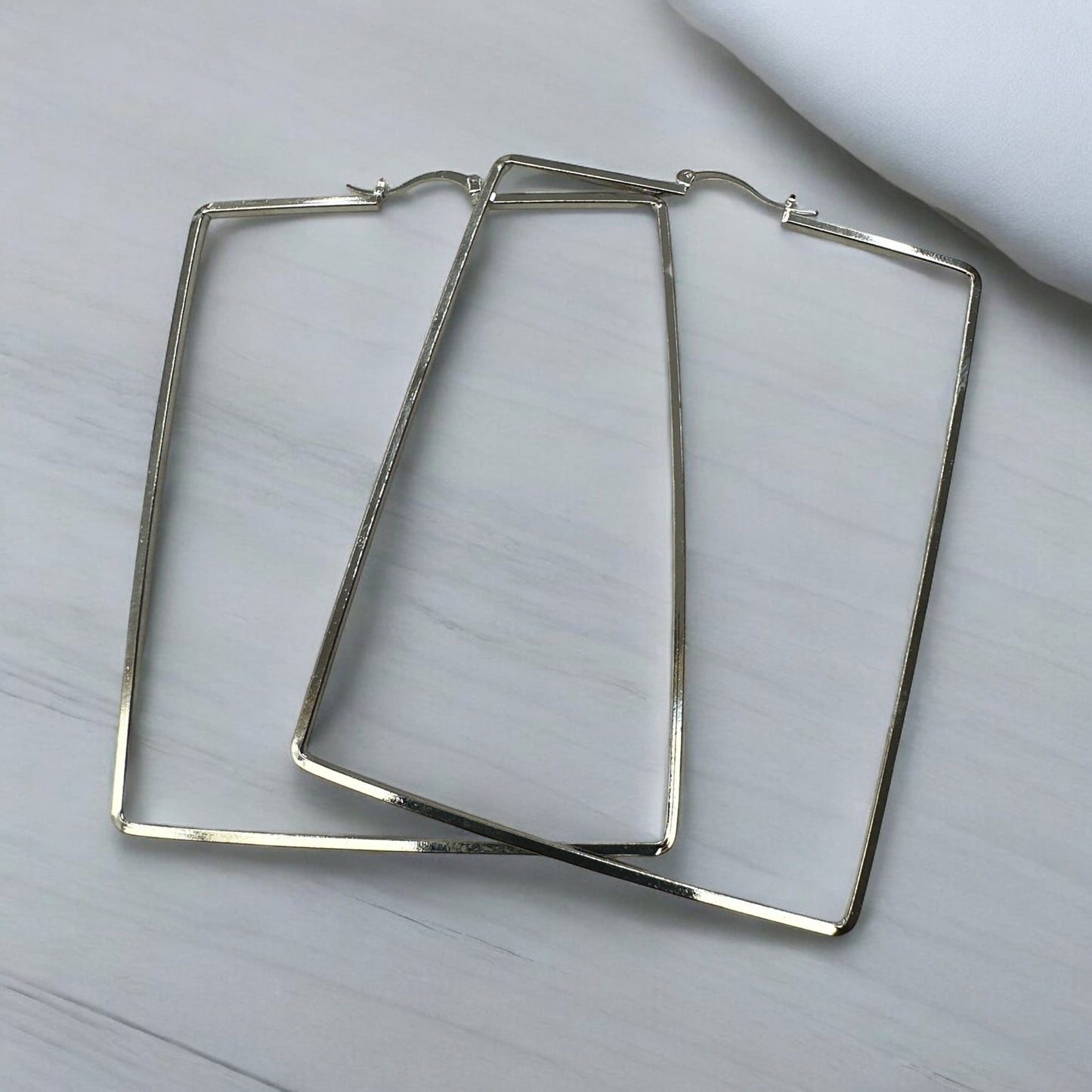Oversized Rectangle Statement Hoop Earrings - Fatisha Boutique