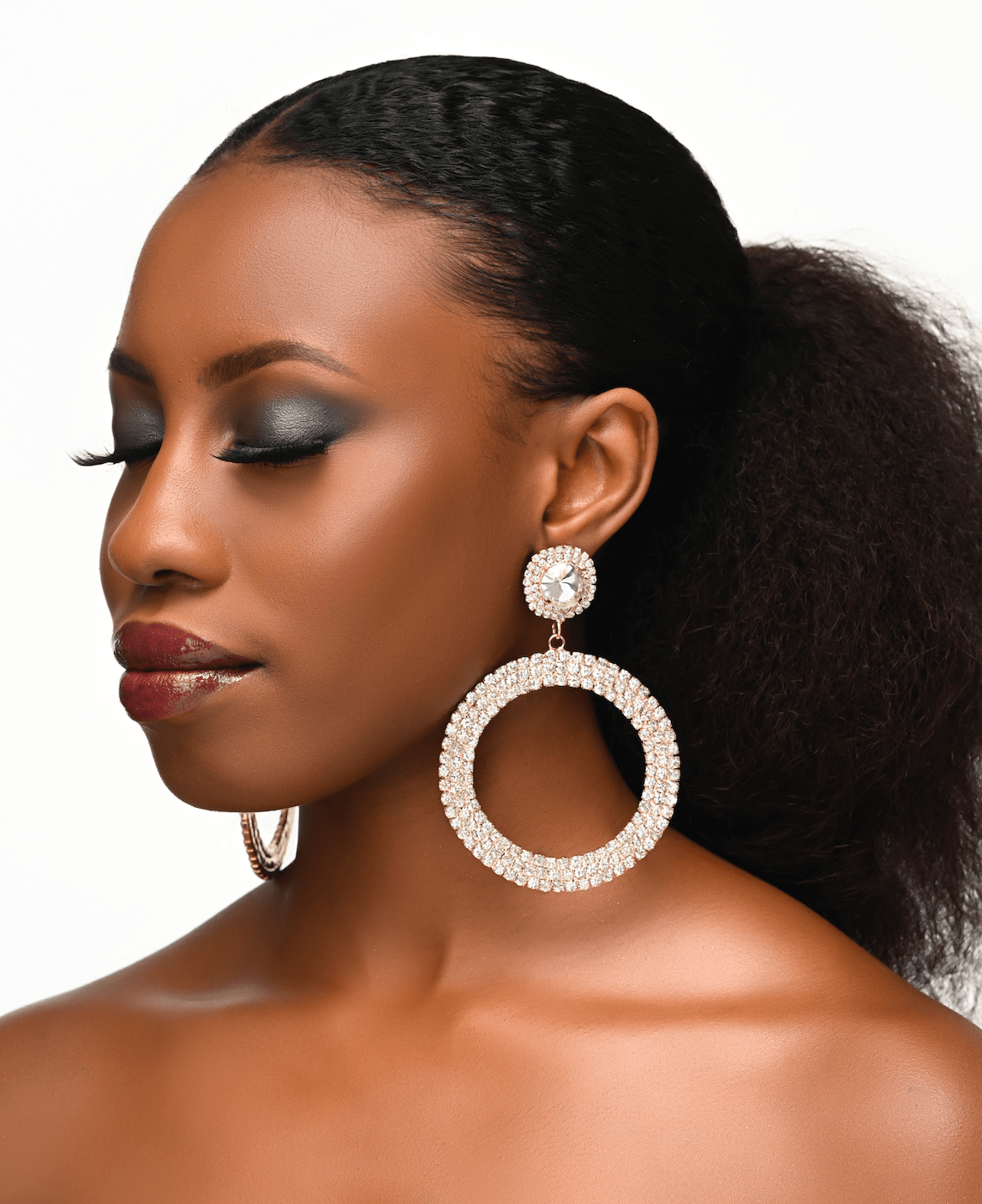 Oversized Round Rhinestone Statement Dangle Earrings - Fatisha Boutique