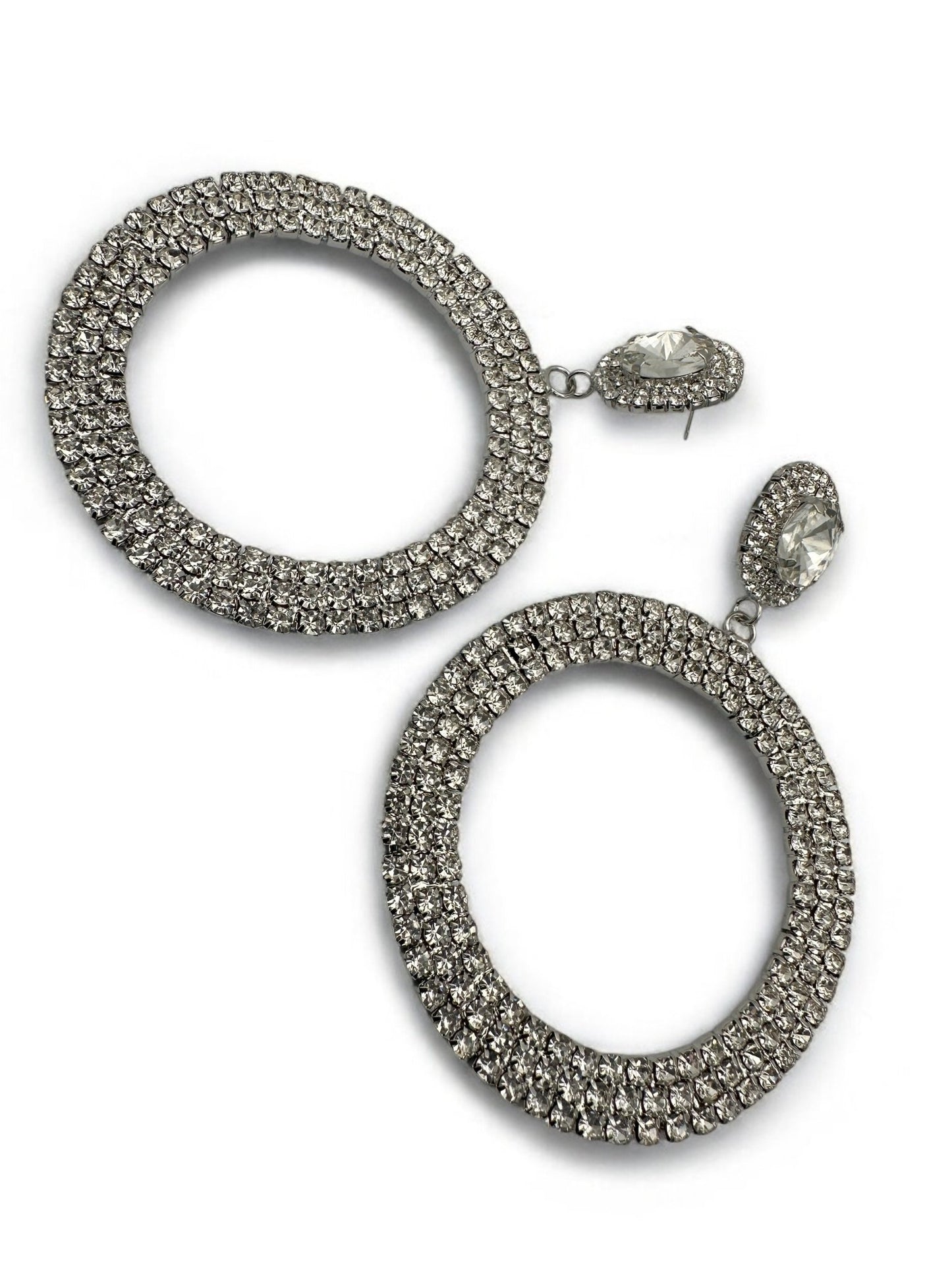 Oversized Round Rhinestone Statement Dangle Earrings - Fatisha Boutique