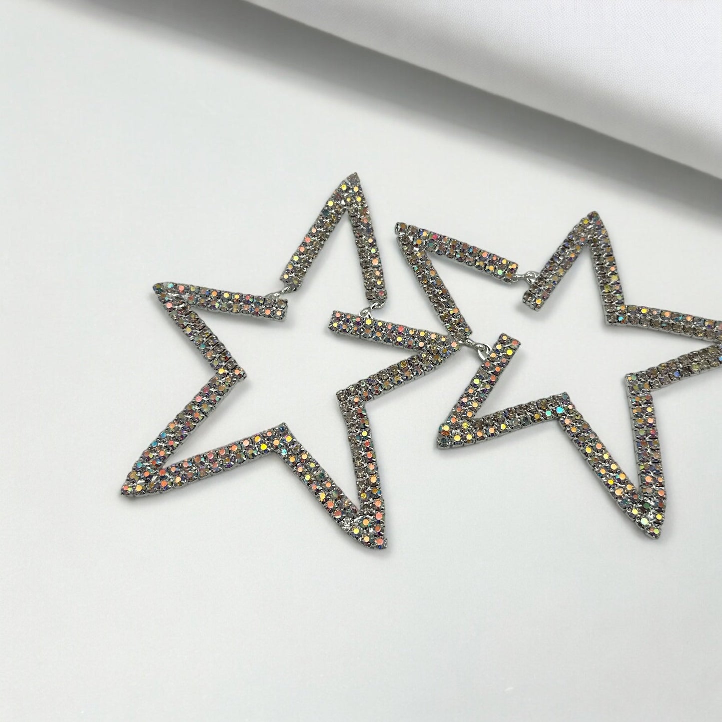 Oversized Star Design Rhinestones Statement Drop Earrings - Fatisha Boutique