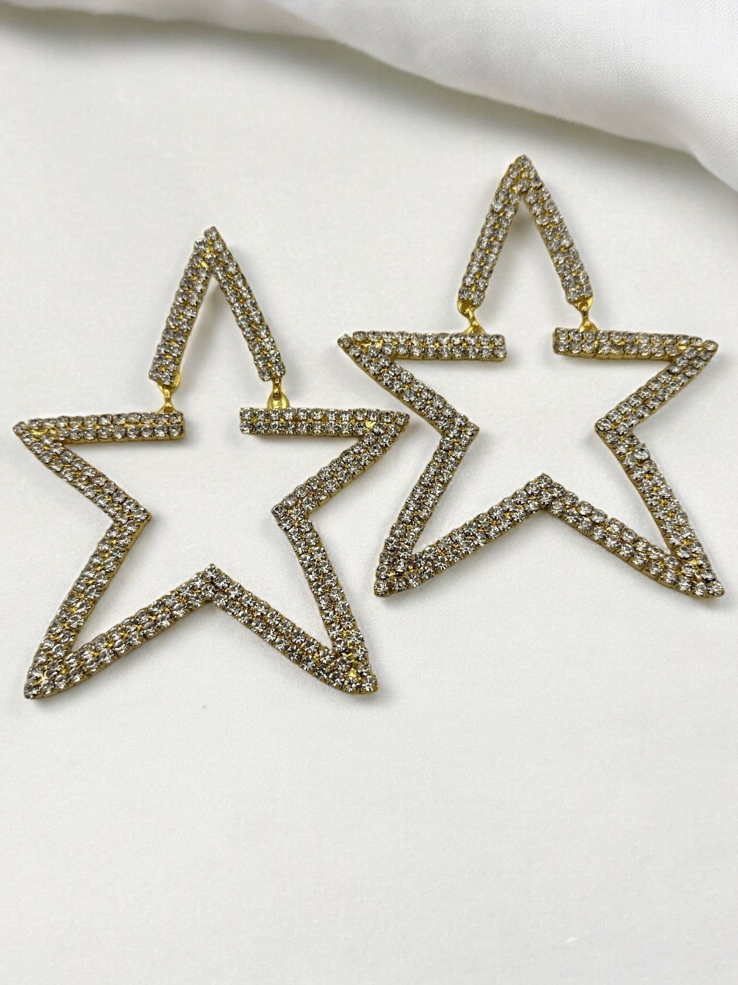 Oversized Star Design Rhinestones Statement Drop Earrings - Fatisha Boutique