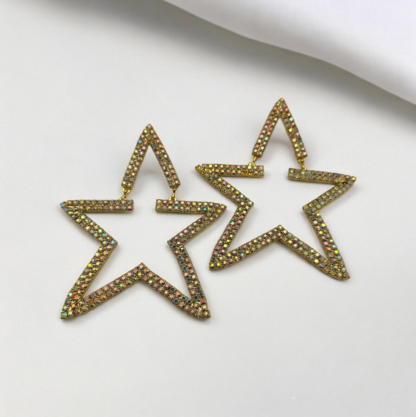 Oversized Star Design Rhinestones Statement Drop Earrings - Fatisha Boutique