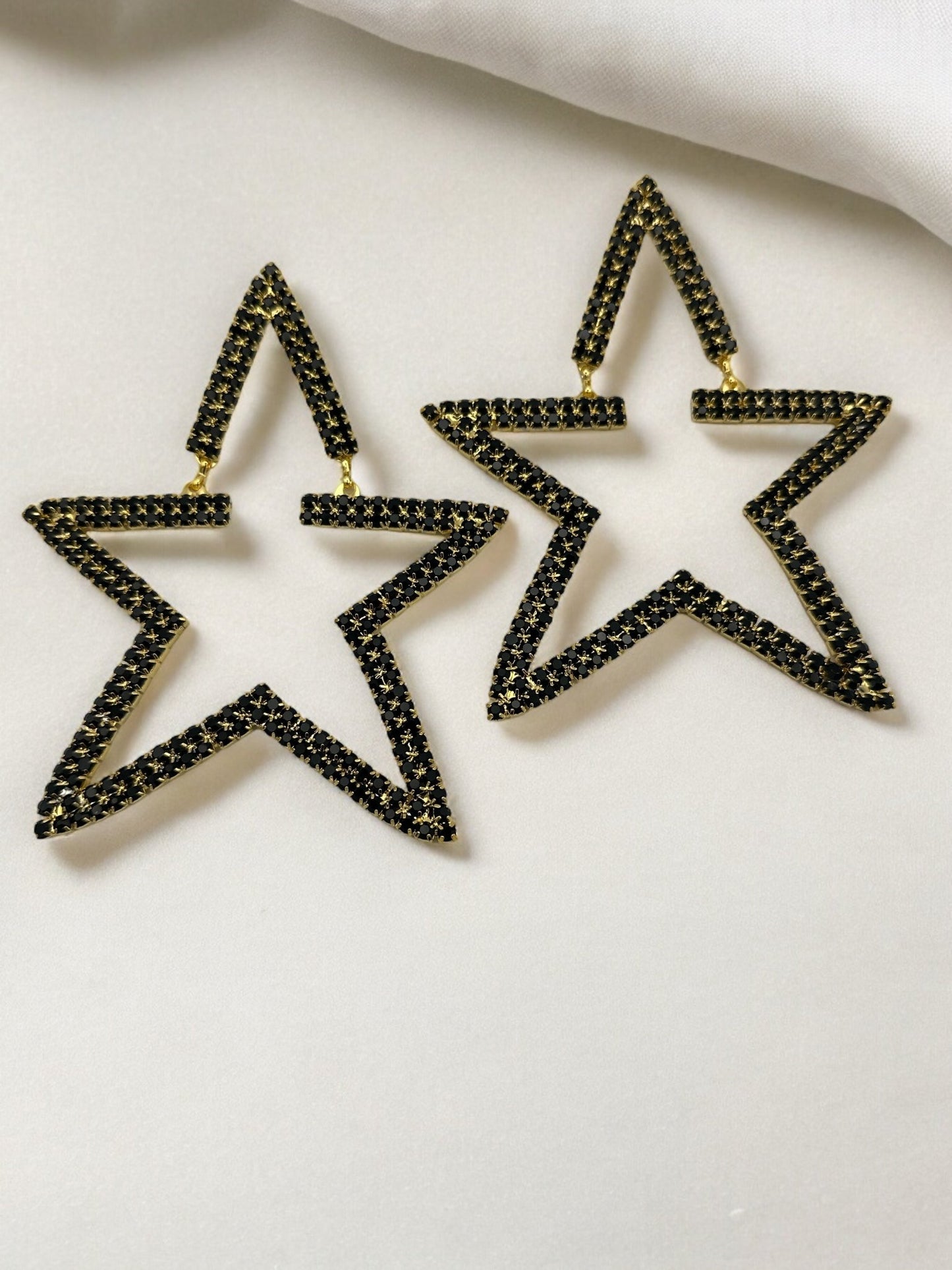 Oversized Star Design Rhinestones Statement Drop Earrings - Fatisha Boutique