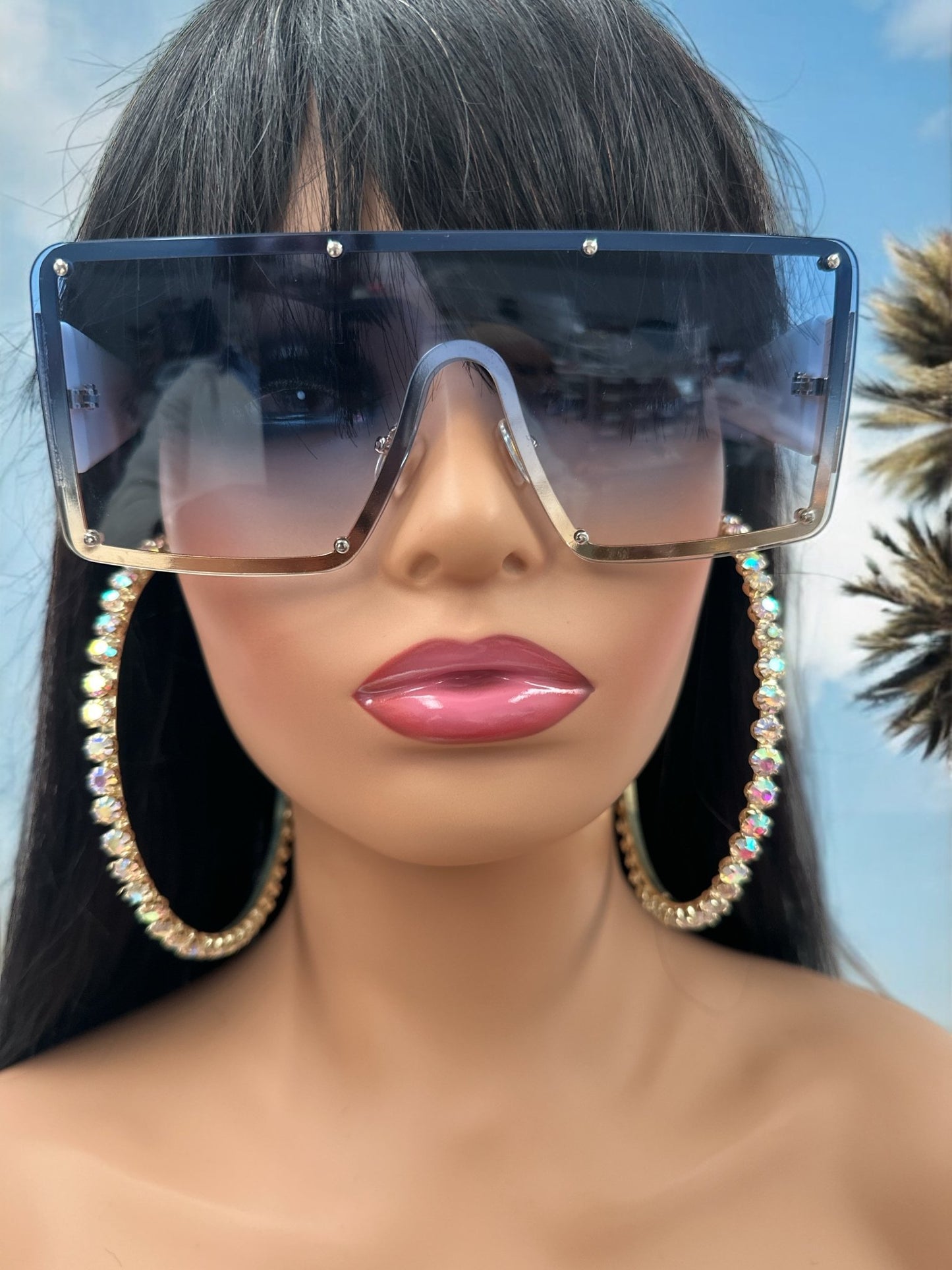 Oversized Trendy Shield Sunglasses – UV400 Gradient Lens Fashion Shades for Women - Fatisha Boutique