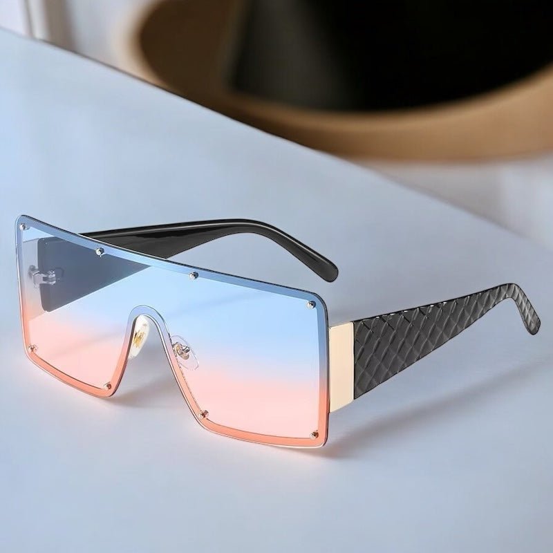 Oversized Trendy Shield Sunglasses – UV400 Gradient Lens Fashion Shades for Women - Fatisha Boutique