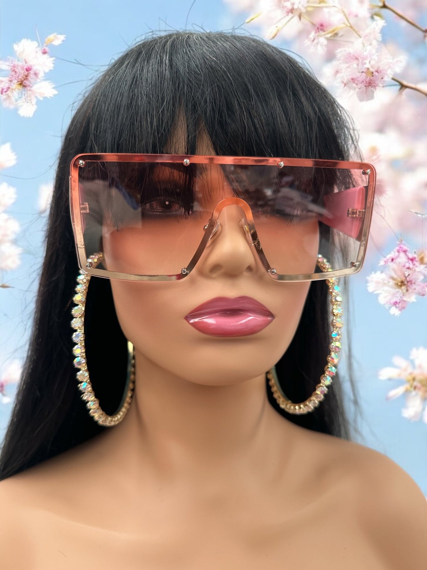 Oversized Trendy Shield Sunglasses – UV400 Gradient Lens Fashion Shades for Women - Fatisha Boutique