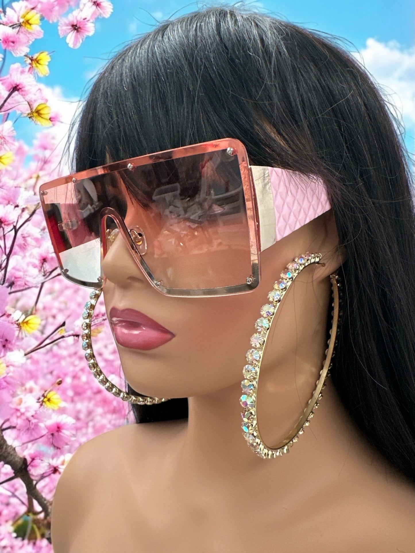 Oversized Trendy Shield Sunglasses – UV400 Gradient Lens Fashion Shades for Women - Fatisha Boutique