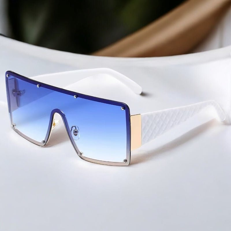 Oversized Trendy Shield Sunglasses – UV400 Gradient Lens Fashion Shades for Women - Fatisha Boutique