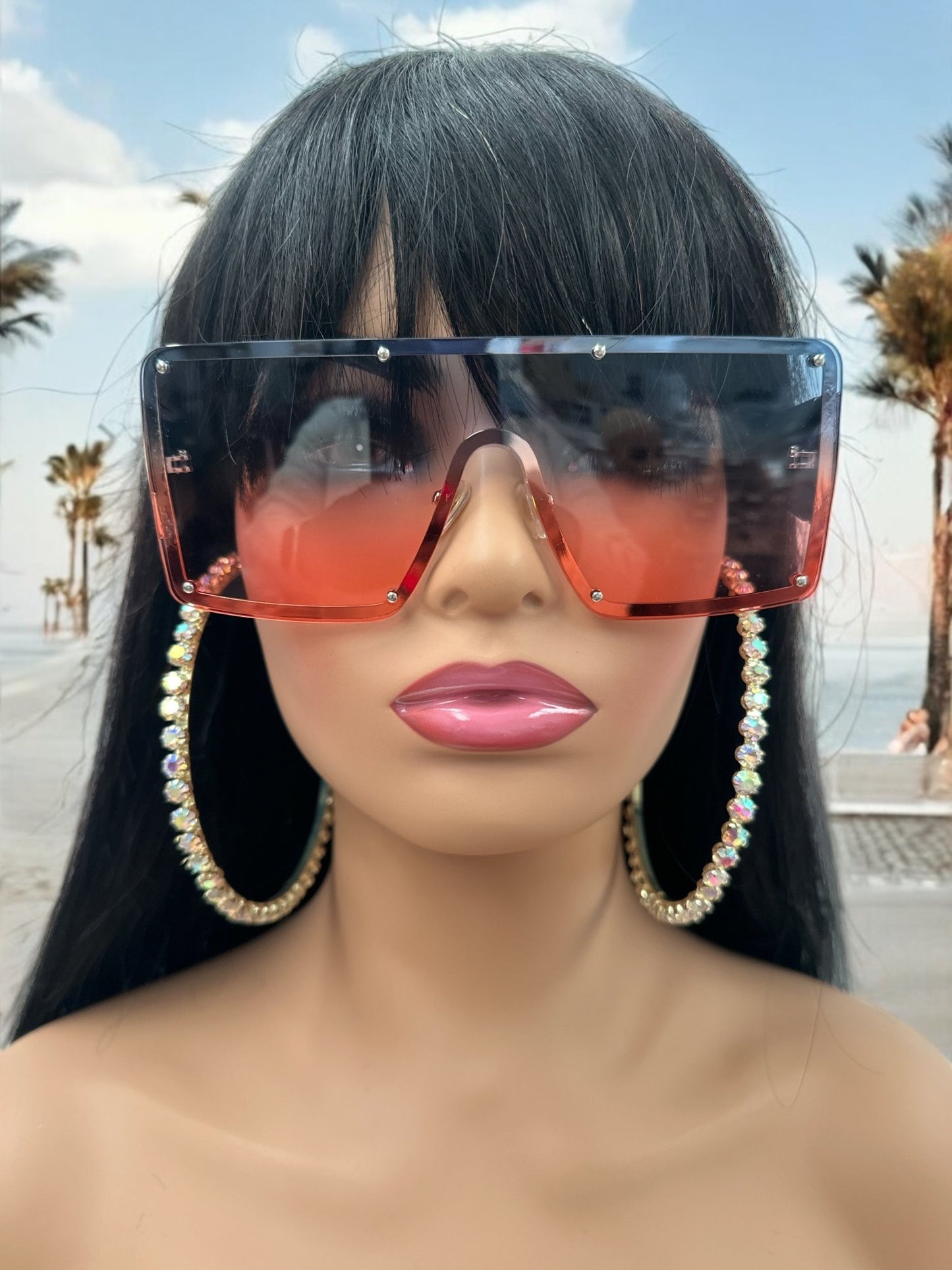 Oversized Trendy Shield Sunglasses – UV400 Gradient Lens Fashion Shades for Women - Fatisha Boutique
