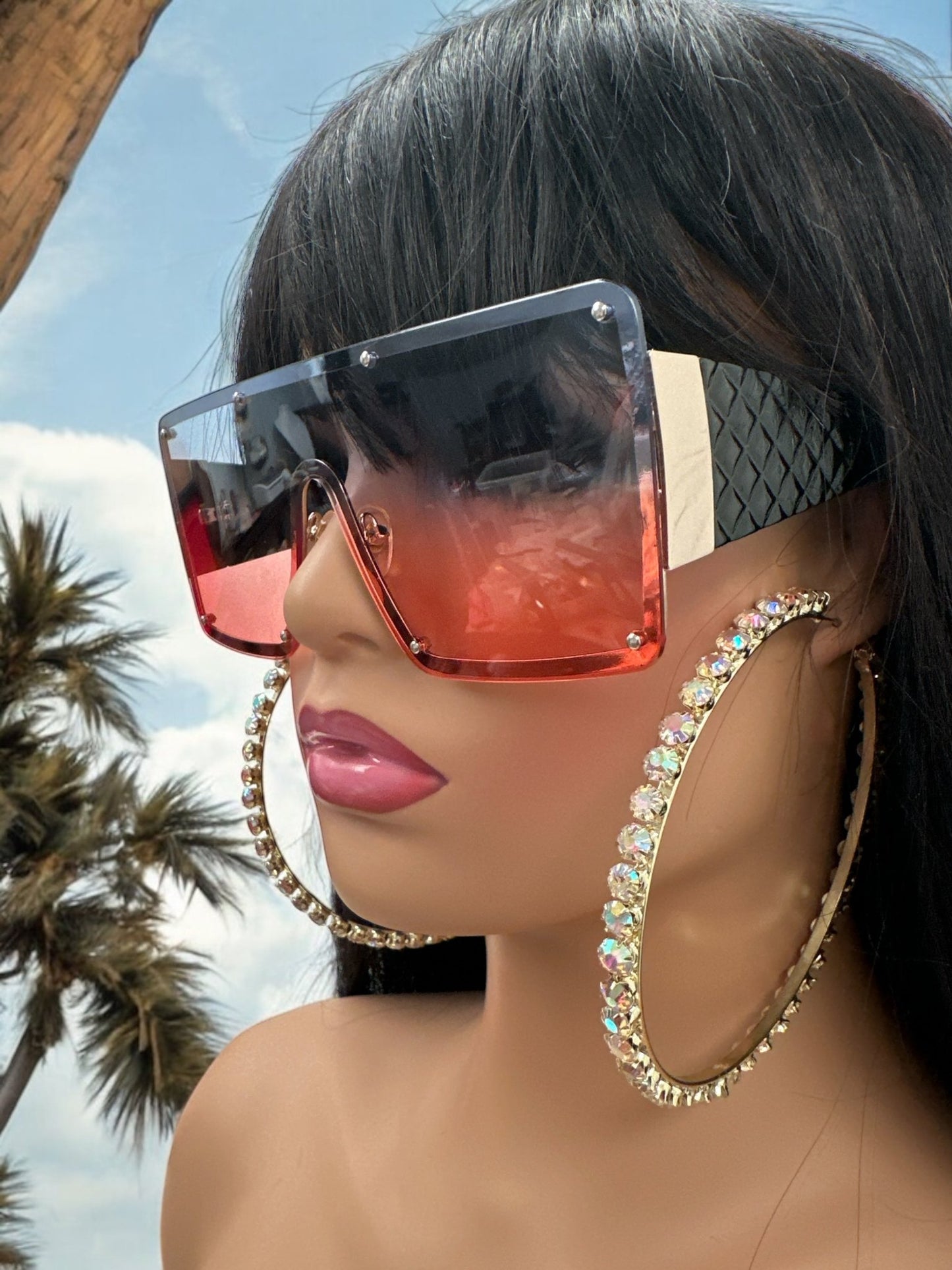 Oversized Trendy Shield Sunglasses – UV400 Gradient Lens Fashion Shades for Women - Fatisha Boutique