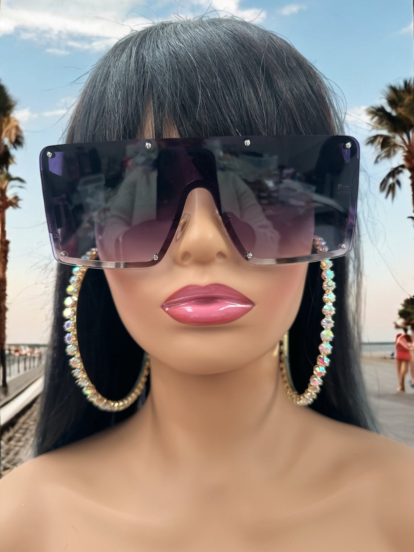 Oversized Trendy Shield Sunglasses – UV400 Gradient Lens Fashion Shades for Women - Fatisha Boutique