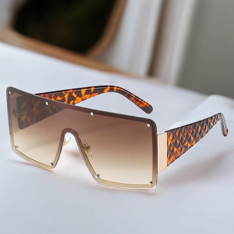 Oversized Trendy Shield Sunglasses – UV400 Gradient Lens Fashion Shades for Women - Fatisha Boutique