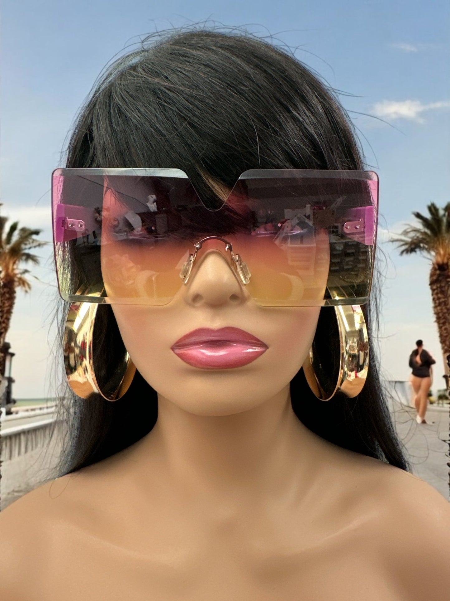 Oversized Trendy Square Sunglasses – UV400 Gradient Lens Fashion Shades for Women - Fatisha Boutique
