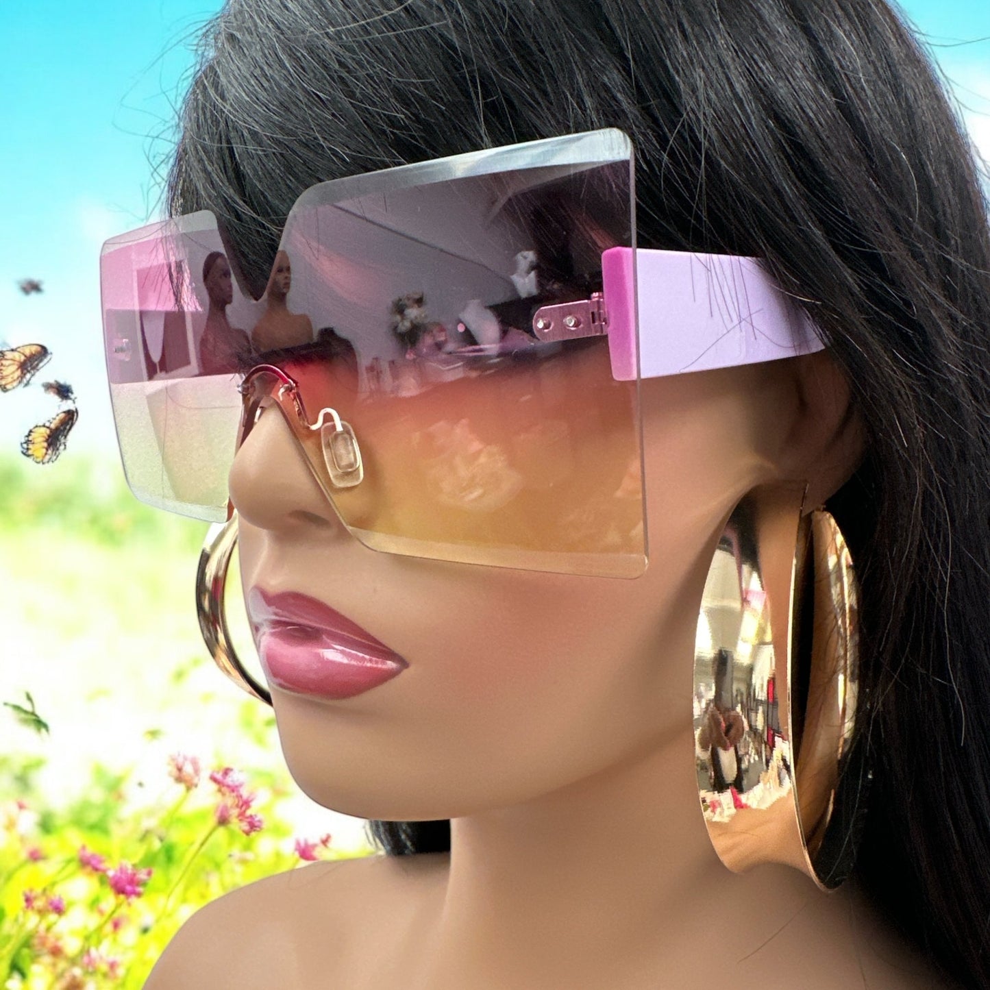 Oversized Trendy Square Sunglasses – UV400 Gradient Lens Fashion Shades for Women - Fatisha Boutique