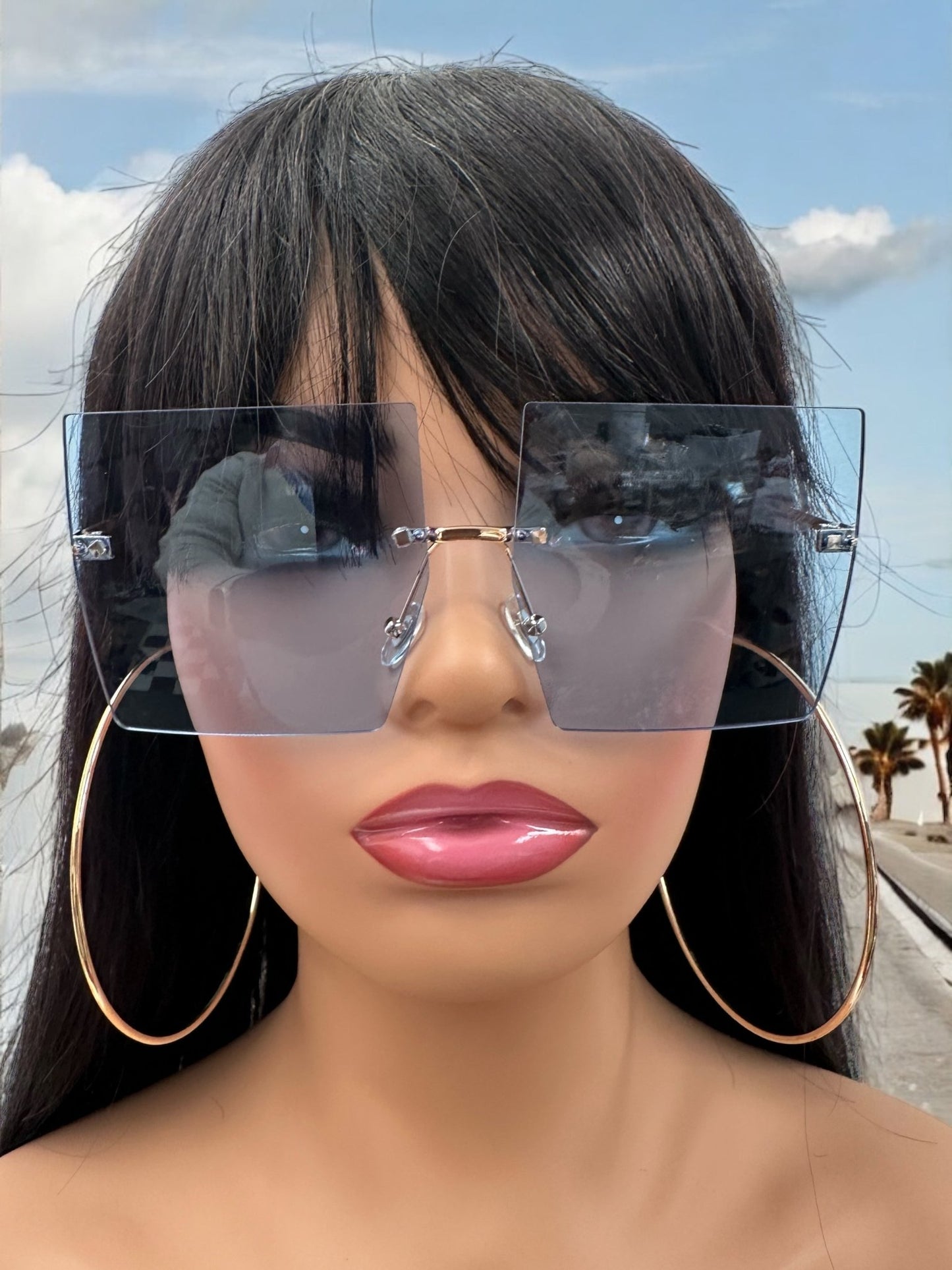 Oversized Trendy UV400 Square Sunglasses – Chic Gradient Lens Shades for Women - Fatisha Boutique