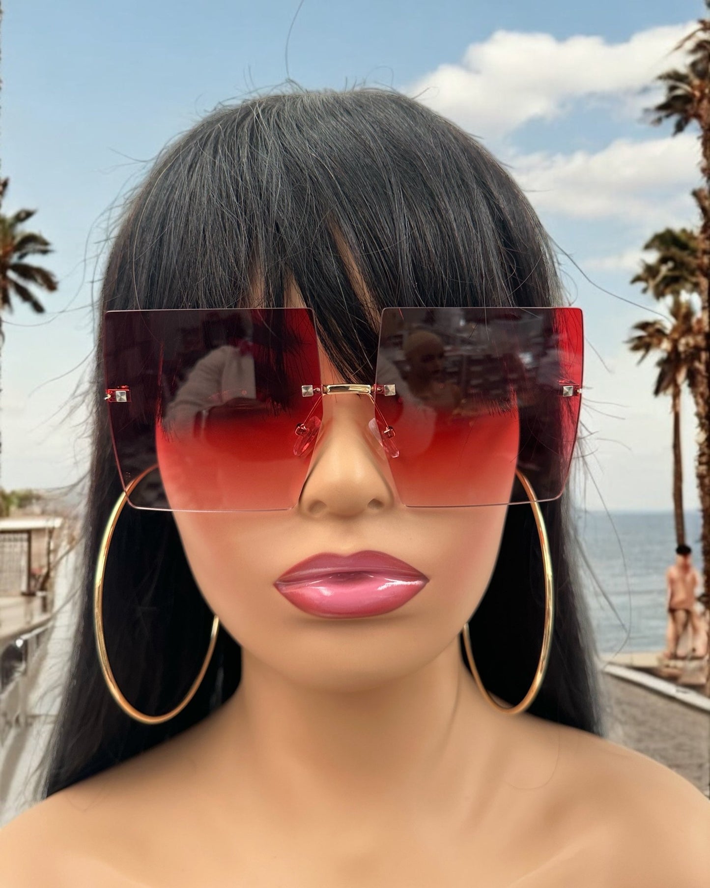 Oversized Trendy UV400 Square Sunglasses – Chic Gradient Lens Shades for Women - Fatisha Boutique