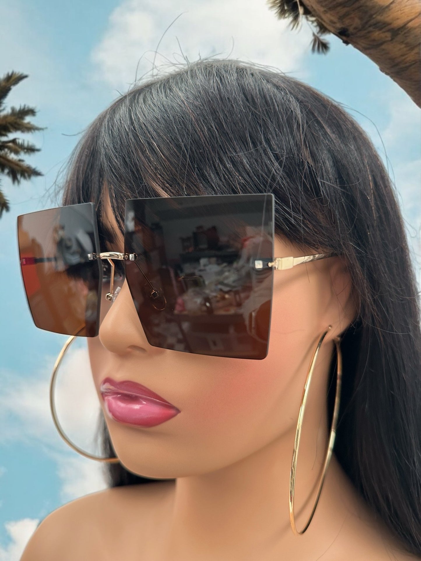 Oversized Trendy UV400 Square Sunglasses – Chic Gradient Lens Shades for Women - Fatisha Boutique