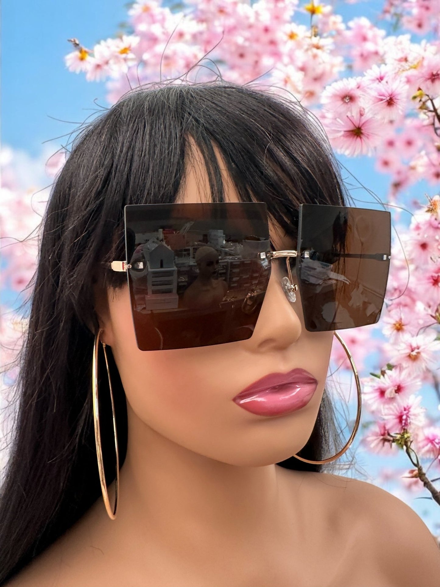 Oversized Trendy UV400 Square Sunglasses – Chic Gradient Lens Shades for Women - Fatisha Boutique
