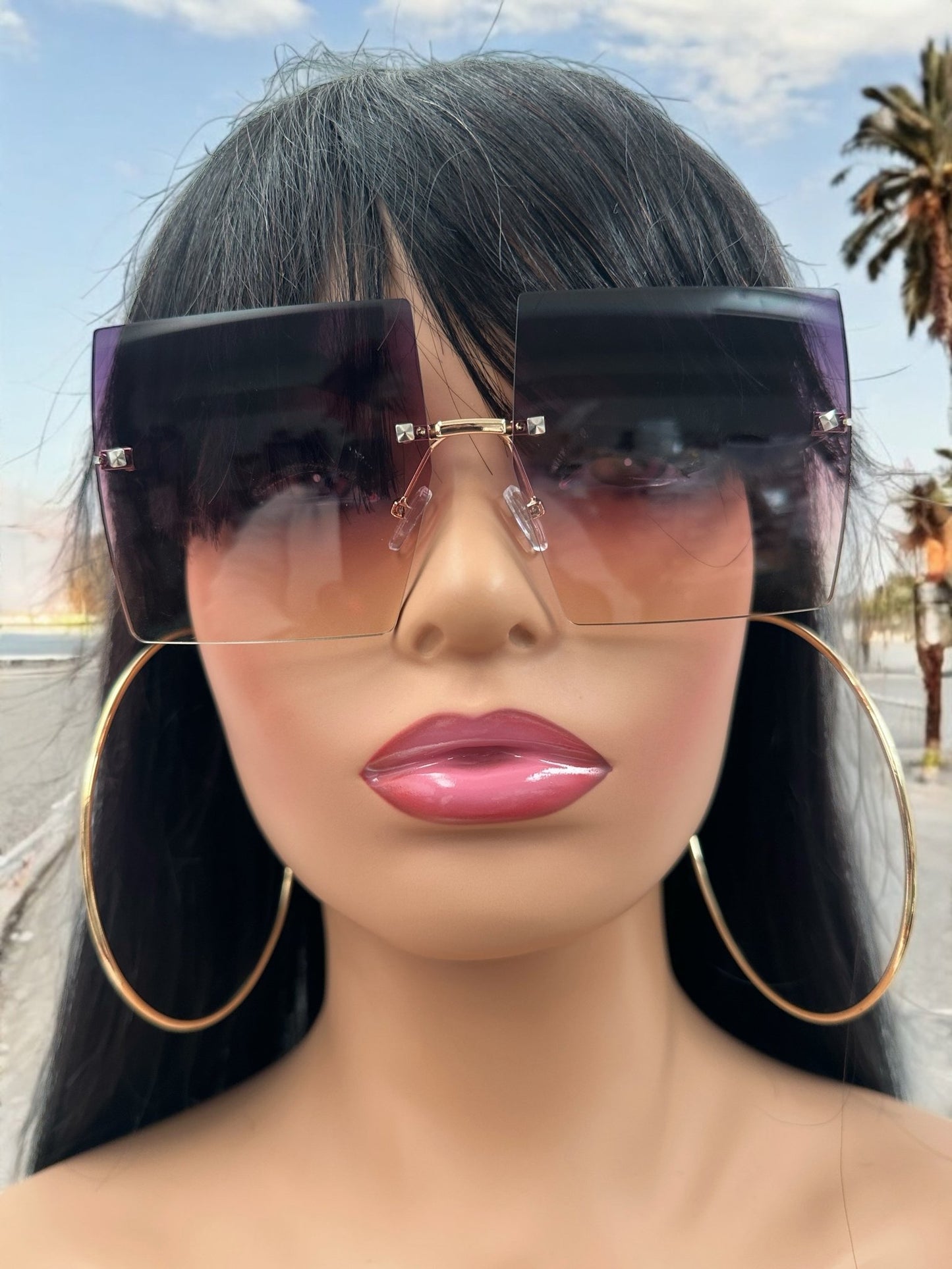 Oversized Trendy UV400 Square Sunglasses – Chic Gradient Lens Shades for Women - Fatisha Boutique