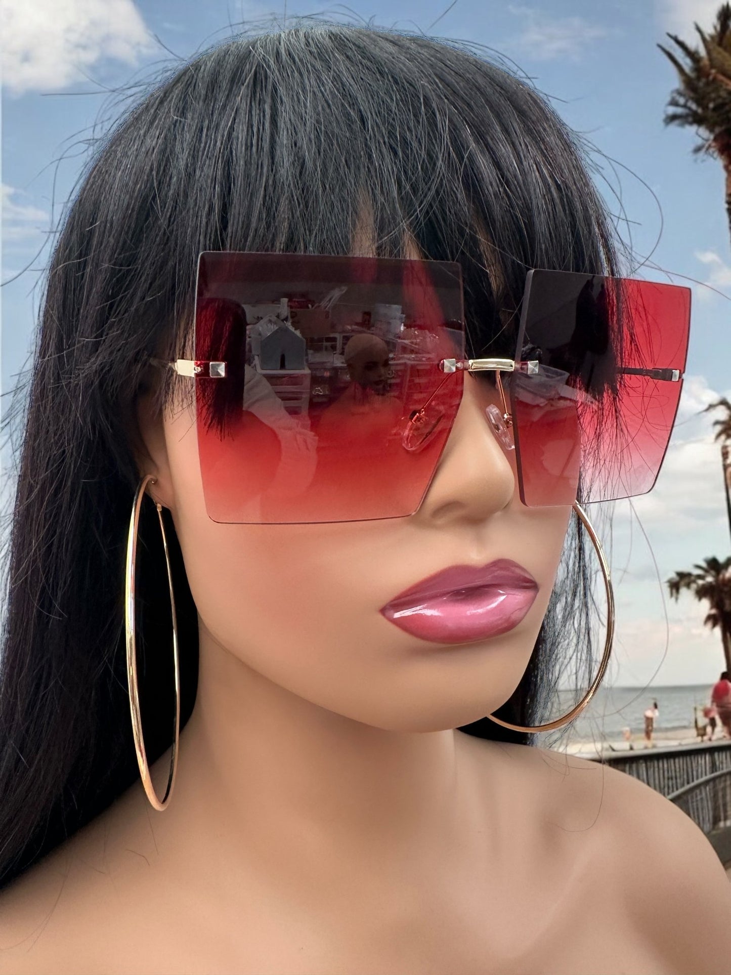 Oversized Trendy UV400 Square Sunglasses – Chic Gradient Lens Shades for Women - Fatisha Boutique