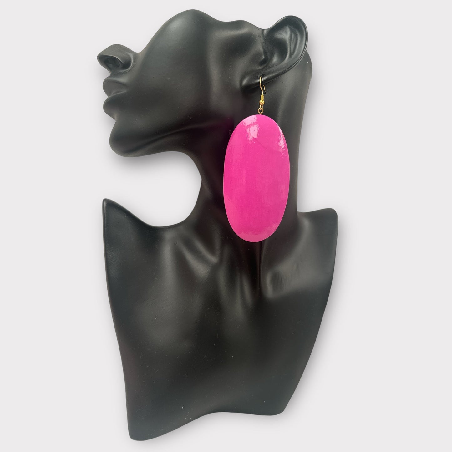 Pink Oval Wooden Dangle Ethnic Earrings - Fatisha Boutique