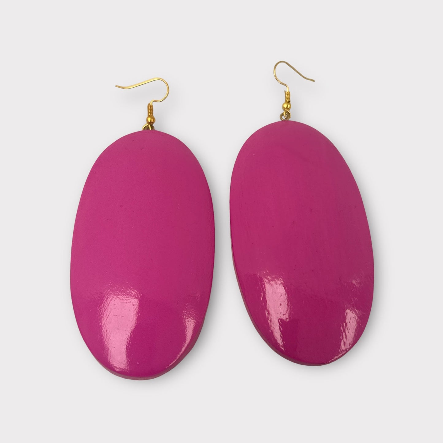 Pink Oval Wooden Dangle Ethnic Earrings - Fatisha Boutique