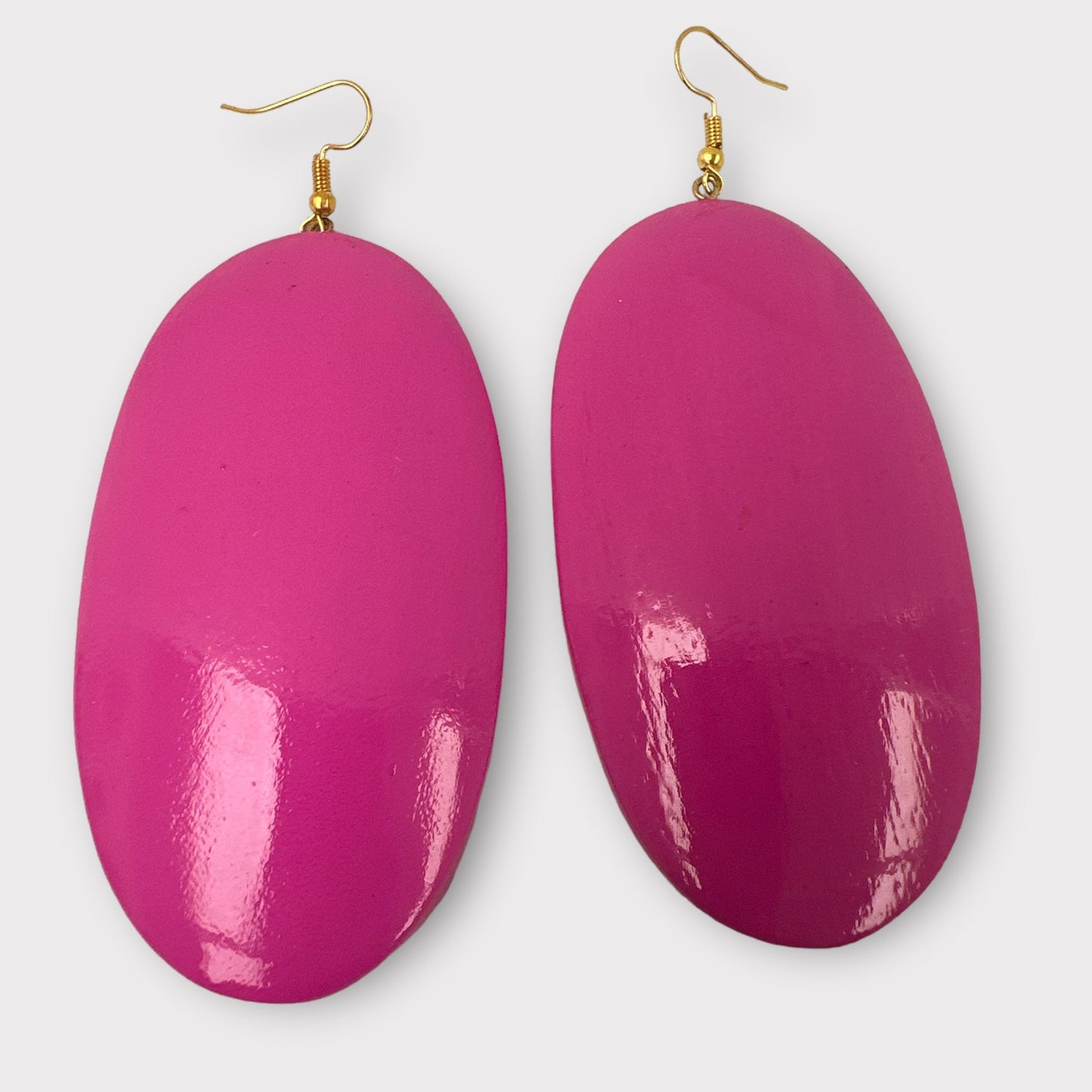 Pink Oval Wooden Dangle Ethnic Earrings - Fatisha Boutique
